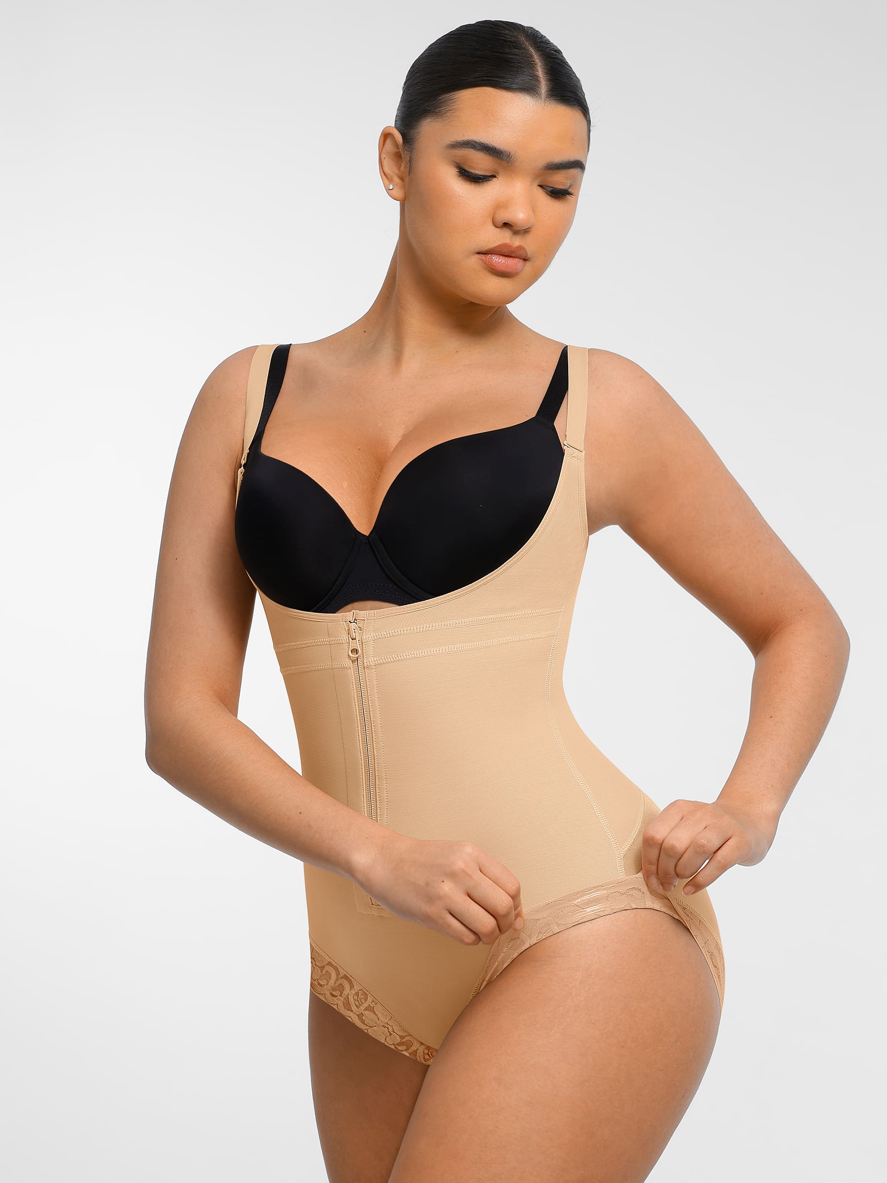Shapevive U-Plunge Front Adjustable Zipper Shapewear