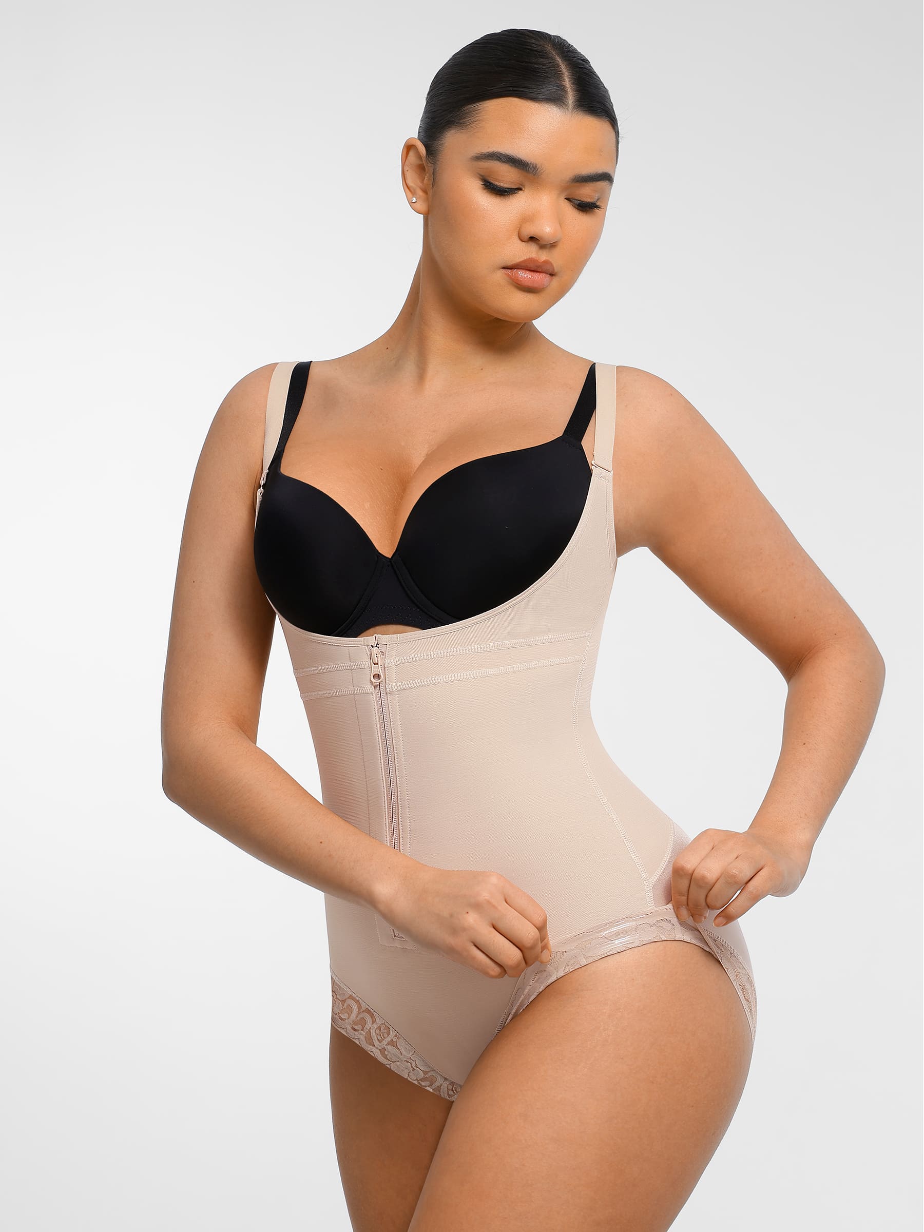 Shapevive U-Plunge Front Adjustable Zipper Shapewear
