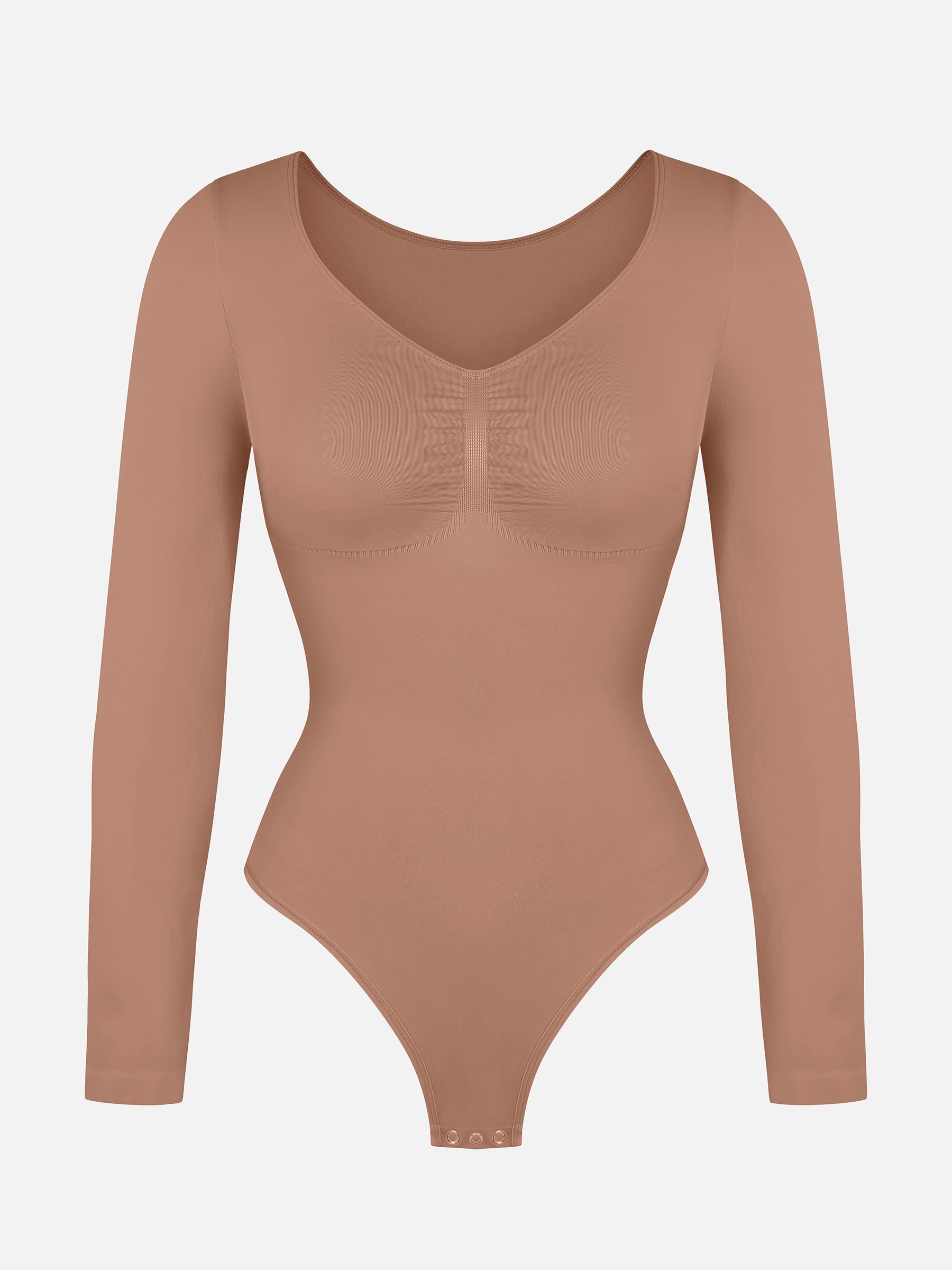 Shapevive Seamless Long Sleeve Tummy Control Thong Bodysuit