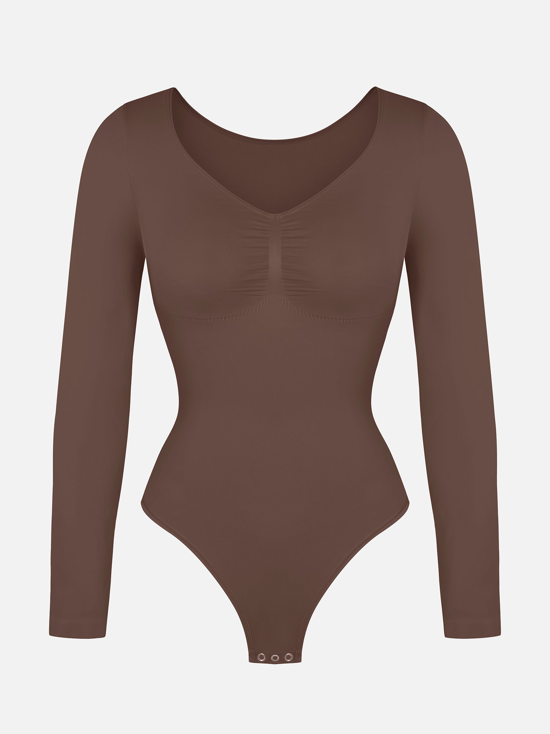 Shapevive Seamless Long Sleeve Chest Support Tummy Control Thong Bodysuit