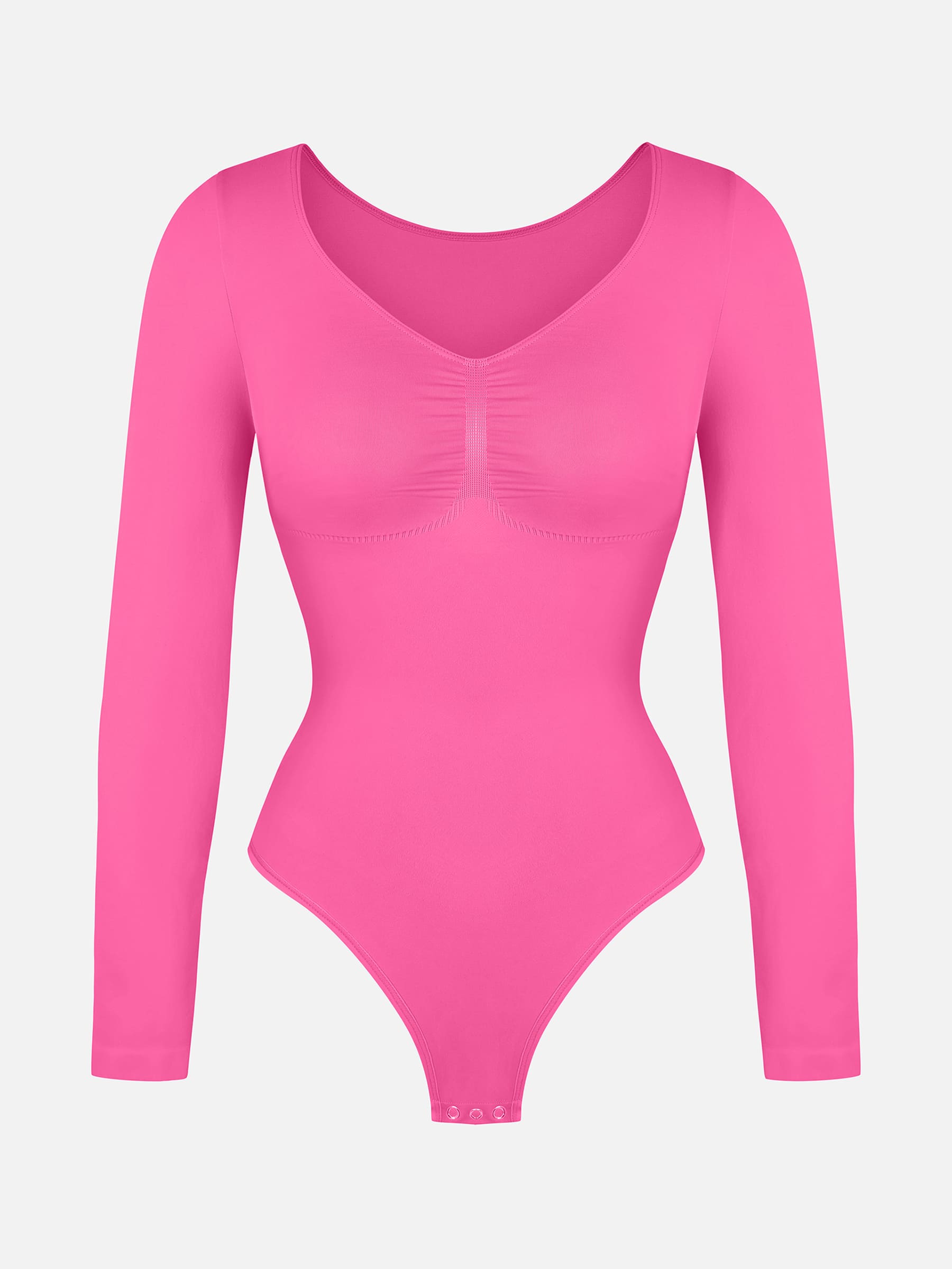 Shapevive Seamless Long Sleeve Chest Support Tummy Control Thong Bodysuit