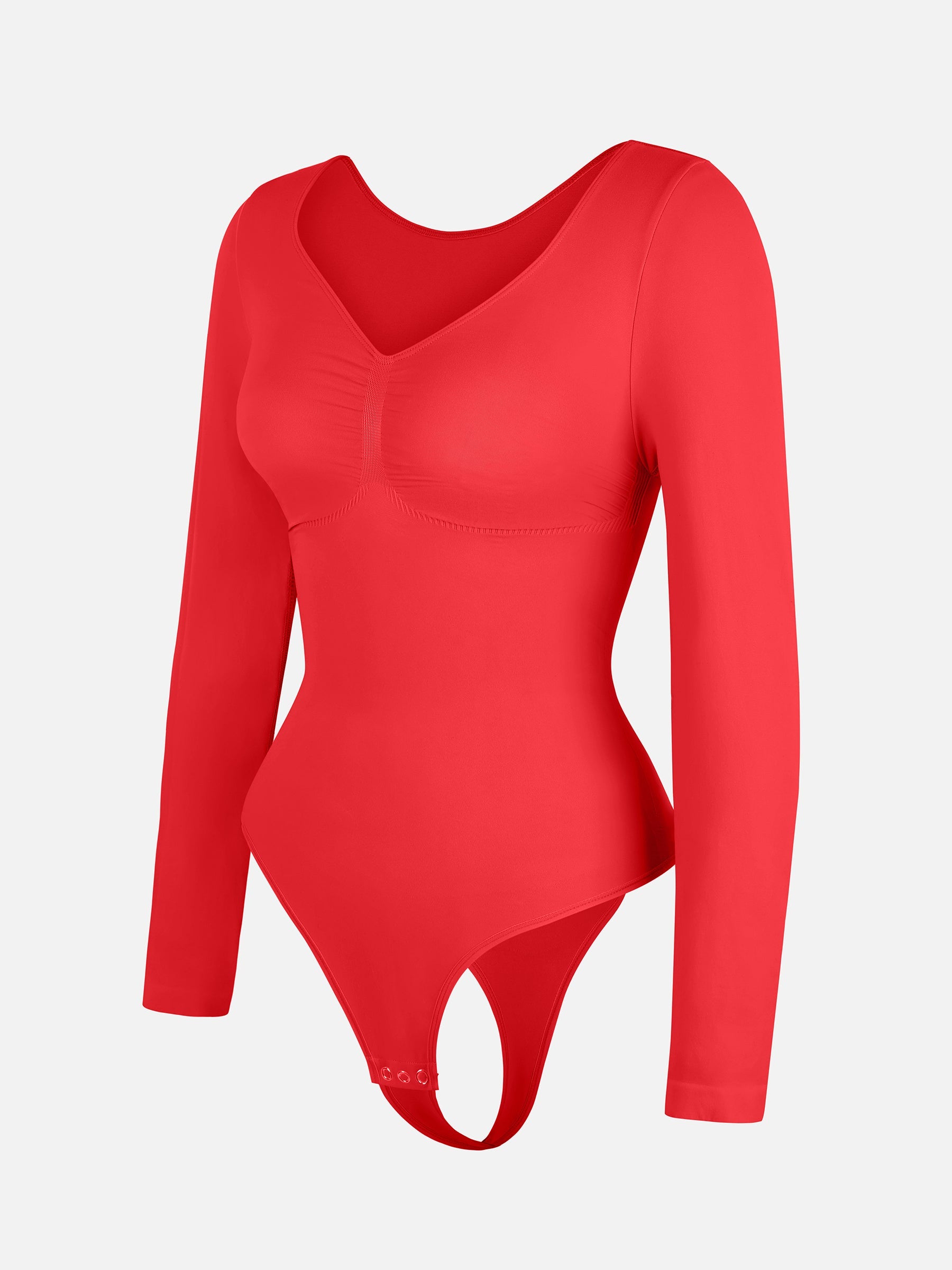 Shapevive Seamless Long Sleeve Tummy Control Thong Bodysuit