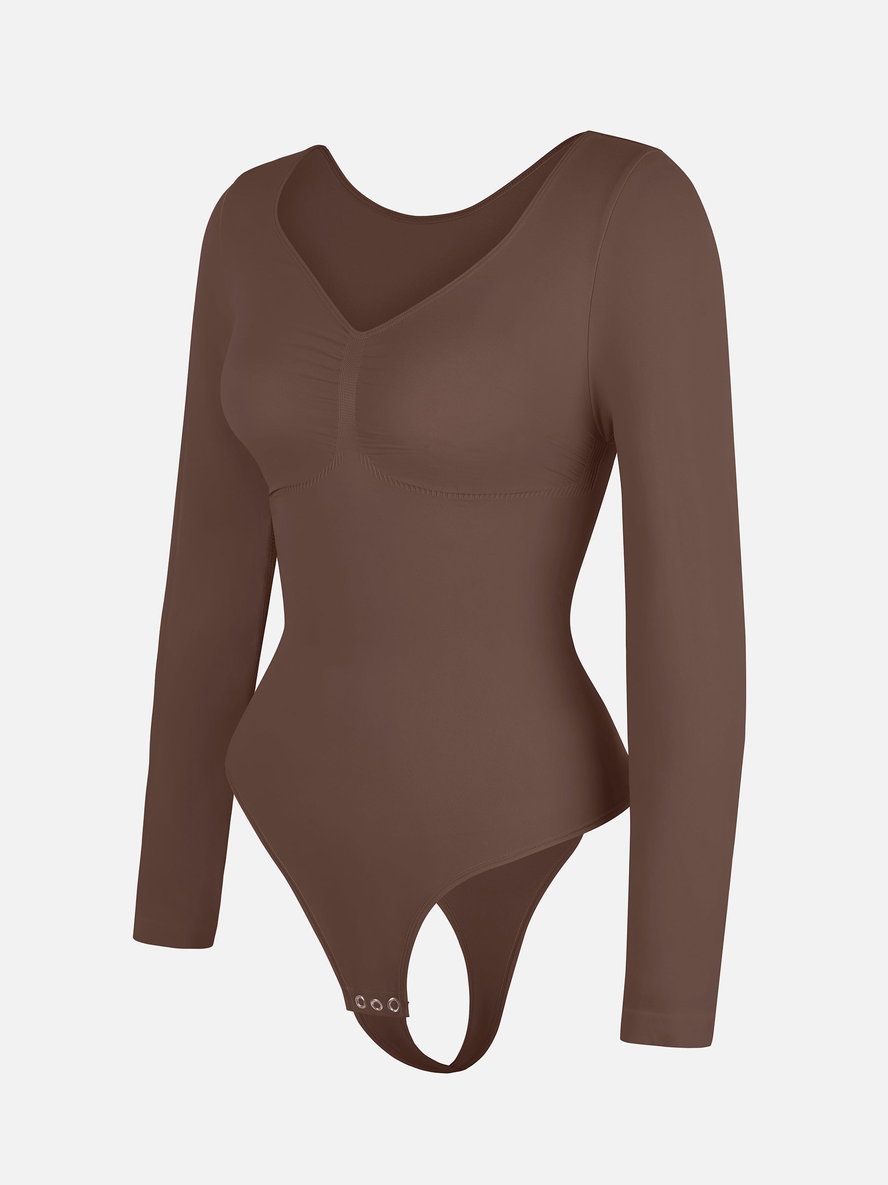Shapevive Seamless Long Sleeve Chest Support Tummy Control Thong Bodysuit
