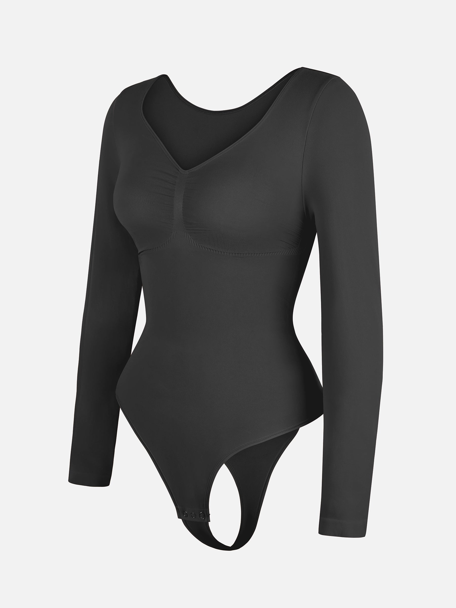Shapevive Seamless Long Sleeve Chest Support Tummy Control Thong Bodysuit