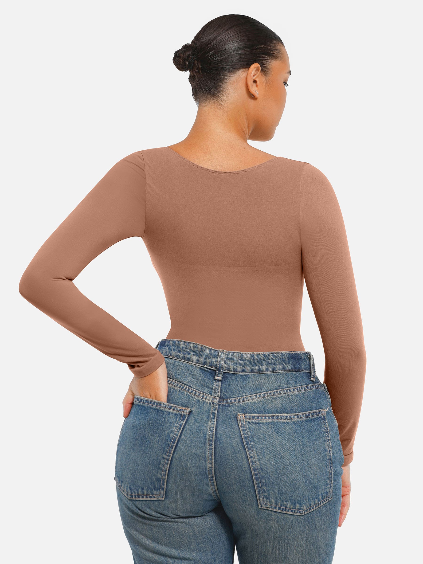 Shapevive Seamless Long Sleeve Tummy Control Thong Bodysuit