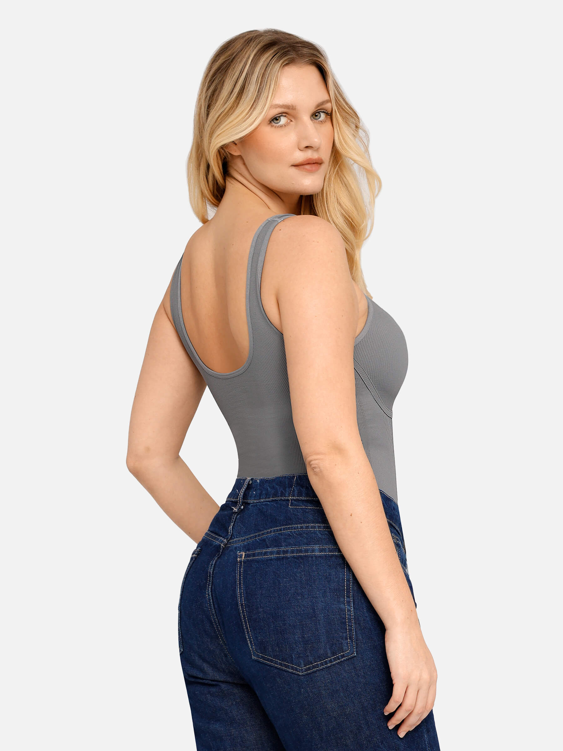 Shapevive Tummy Control Slimming V Neck Thong Bodysuits