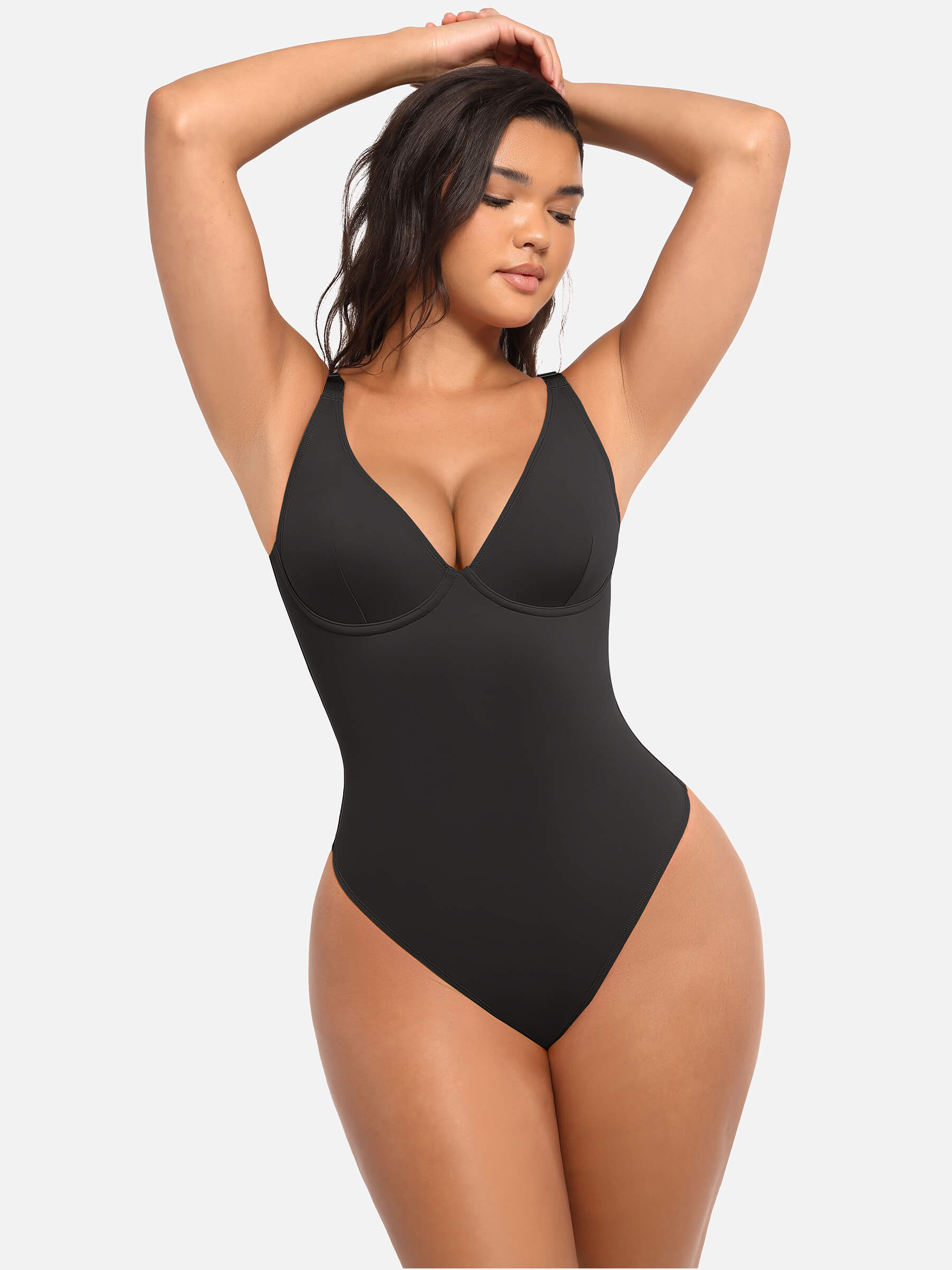 Shapevive 2-Pack Deep V Neck Tummy Control Shapewear Bodysuit Bundle
