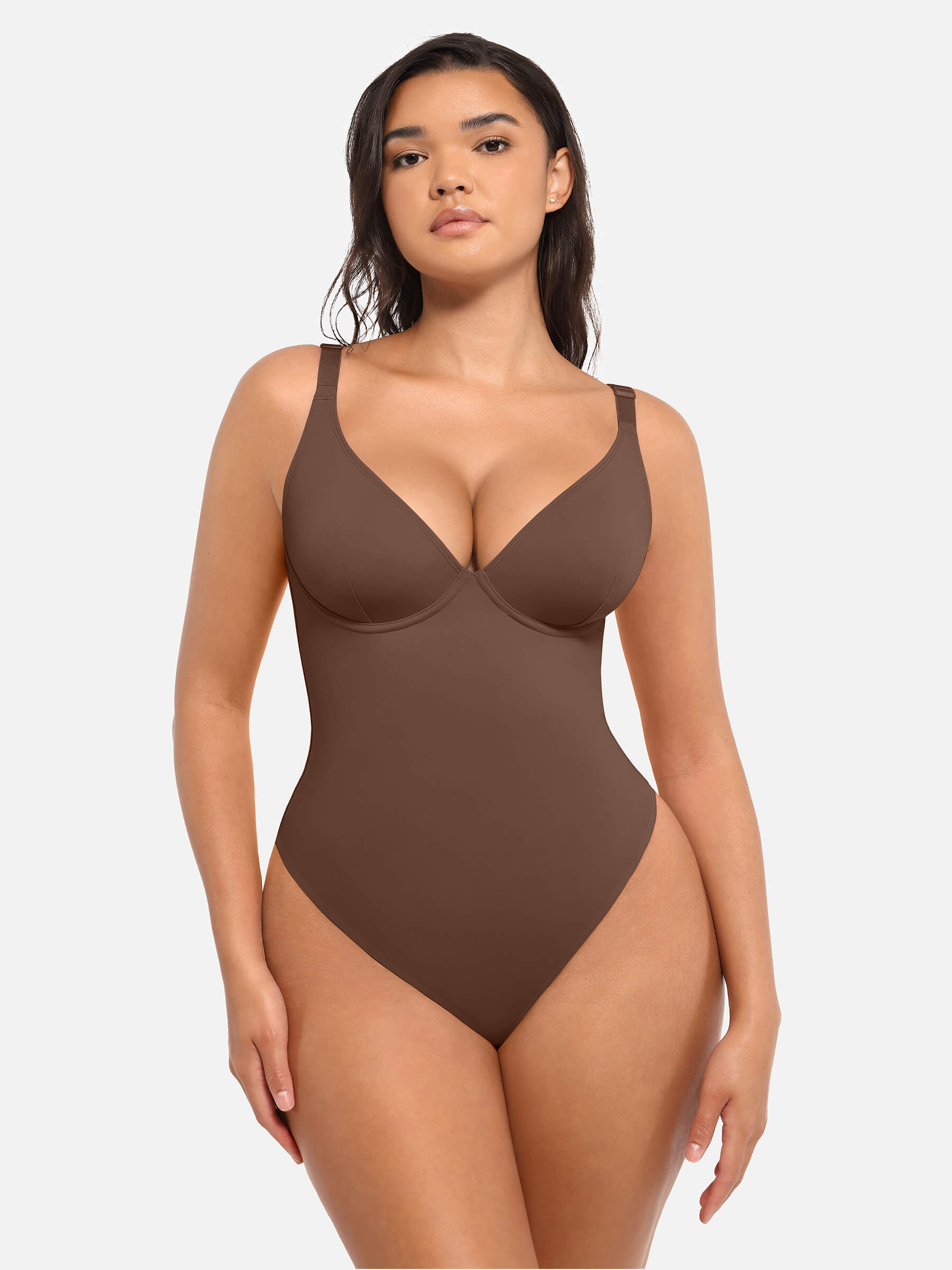 Shapevive Deep V Neck Tummy Control Shapewear Bodysuit