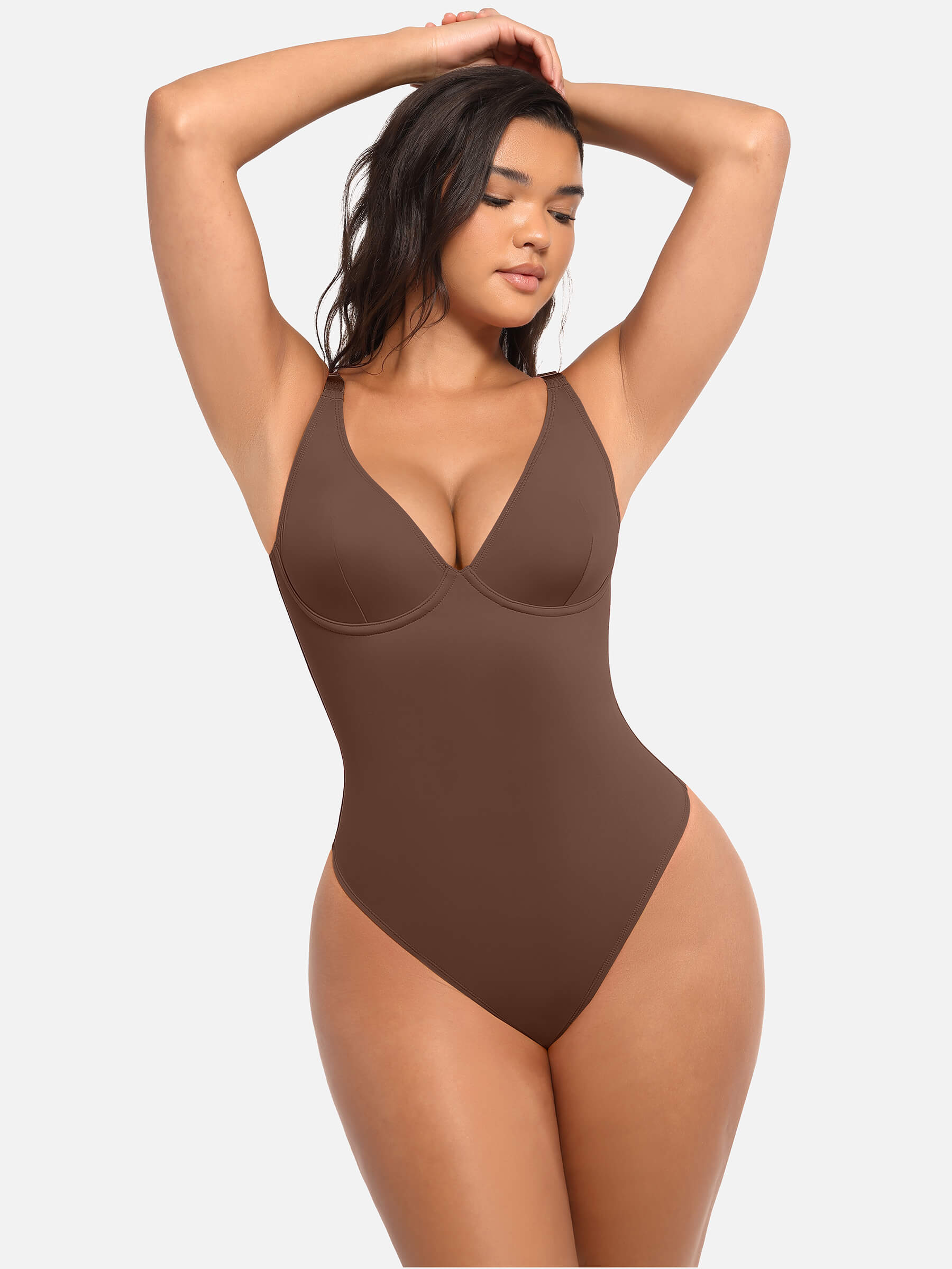 Shapevive 2-Pack Deep V Neck Tummy Control Shapewear Bodysuit Bundle