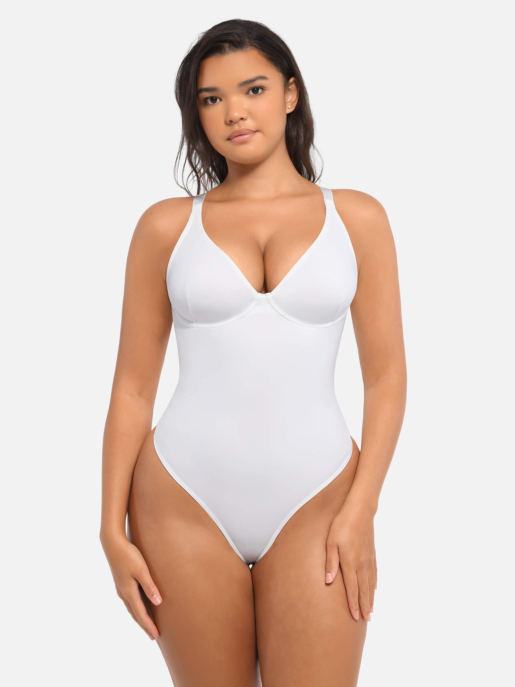 Shapevive 2-Pack Deep V Neck Tummy Control Shapewear Bodysuit Bundle
