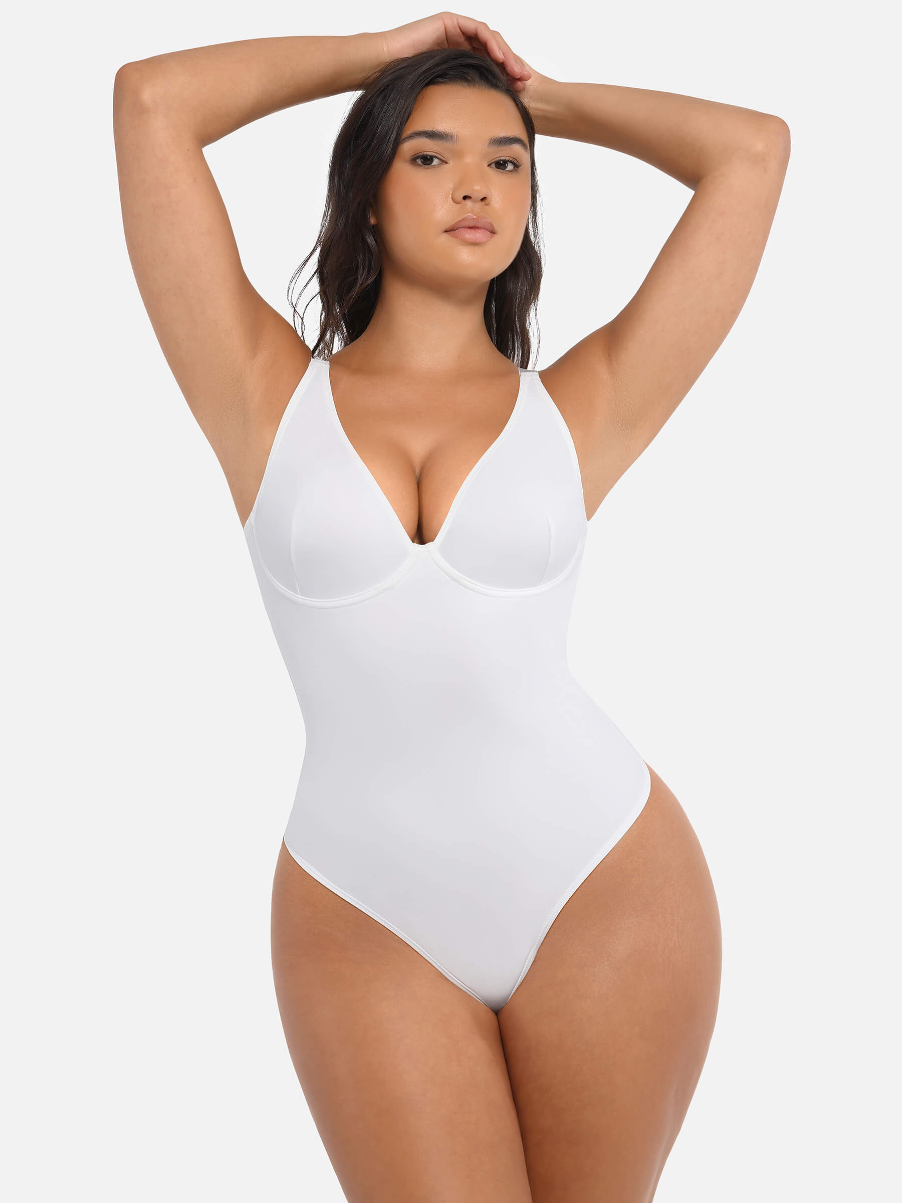 Shapevive 2-Pack Deep V Neck Tummy Control Shapewear Bodysuit Bundle
