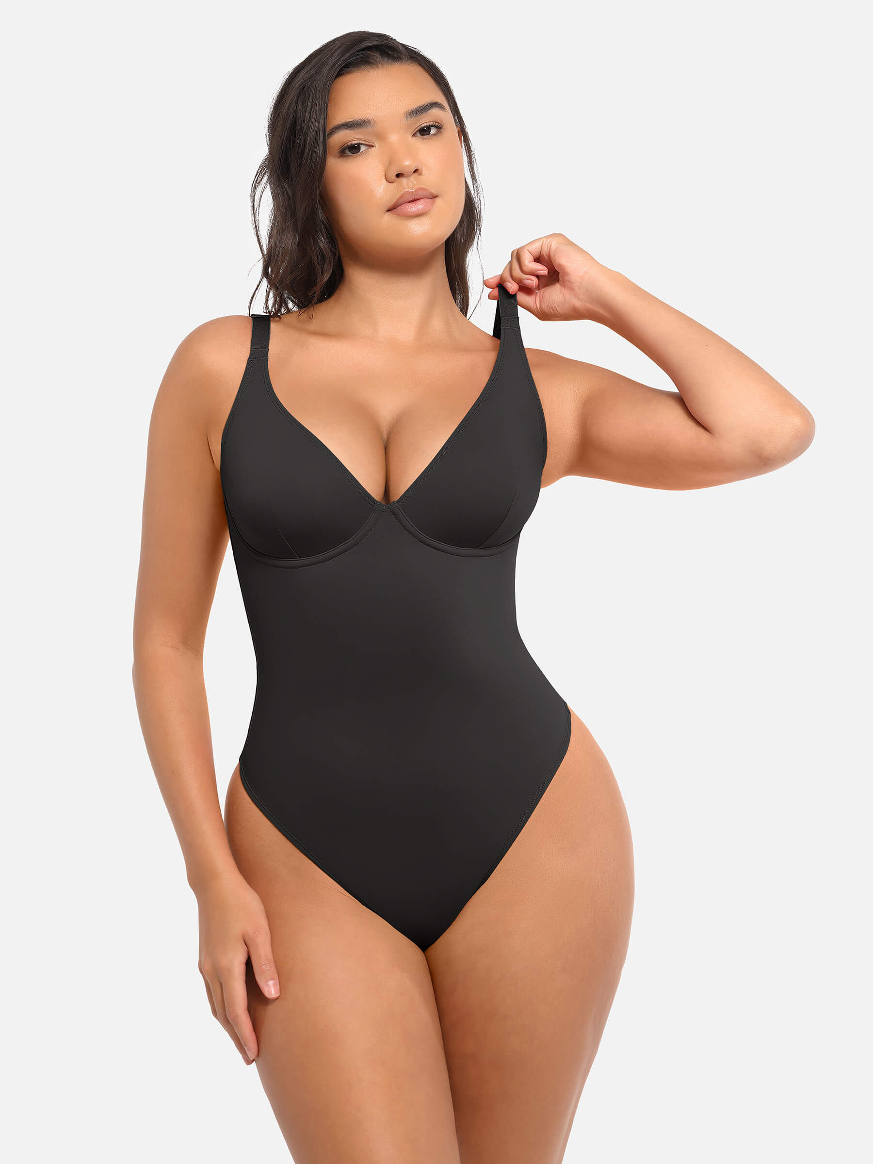 Shapevive Deep V Neck Tummy Control Shapewear Bodysuit