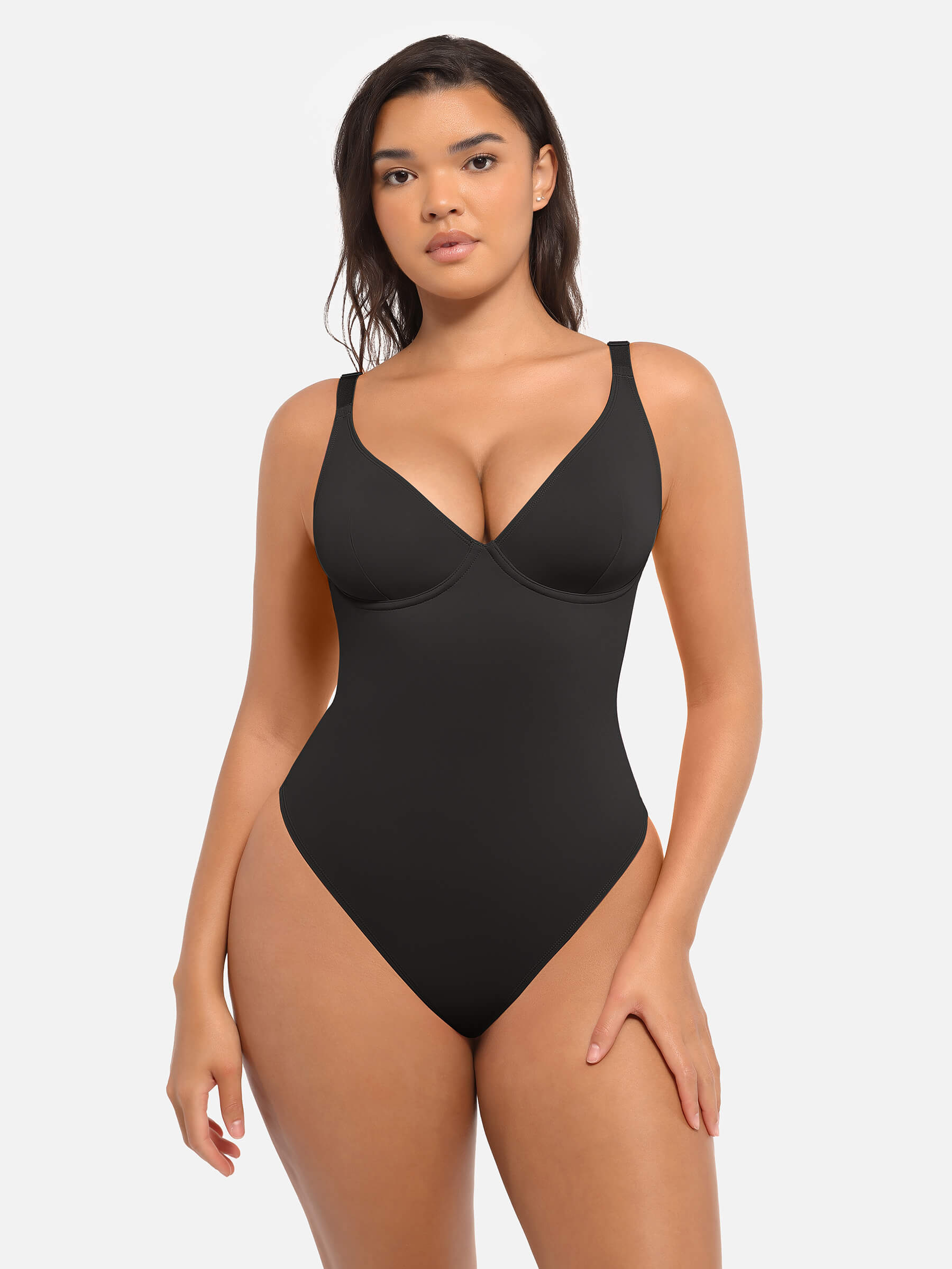 Shapevive 2-Pack Deep V Neck Tummy Control Shapewear Bodysuit Bundle