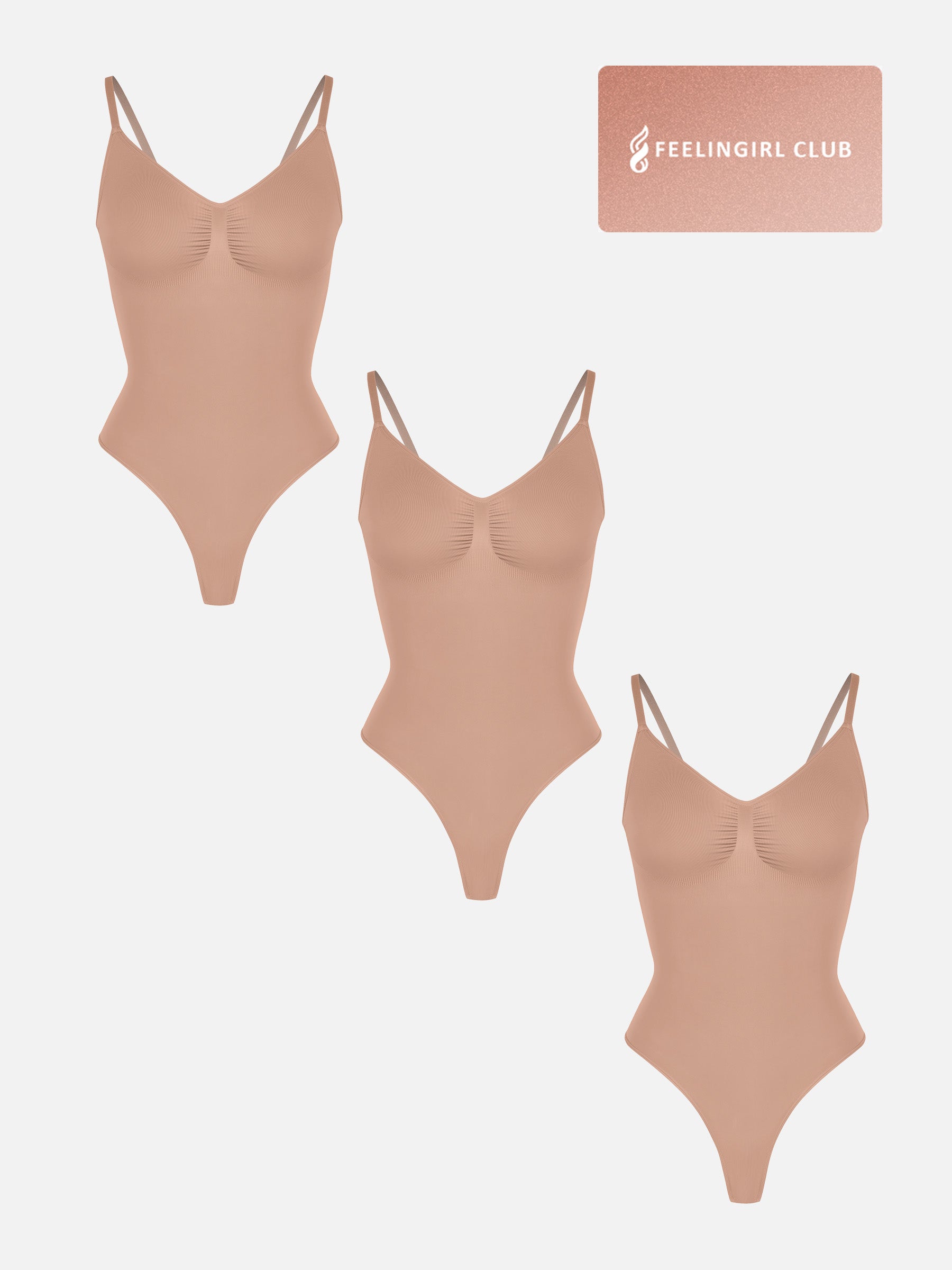 Shapevive 3-Pack Tummy Control Seamless Bodysuit Bundle