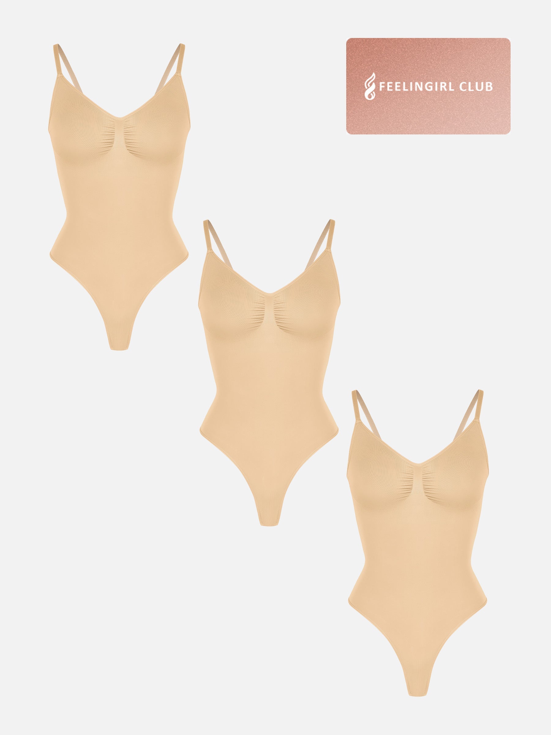 Shapevive 3-Pack Tummy Control Seamless Bodysuit Bundle