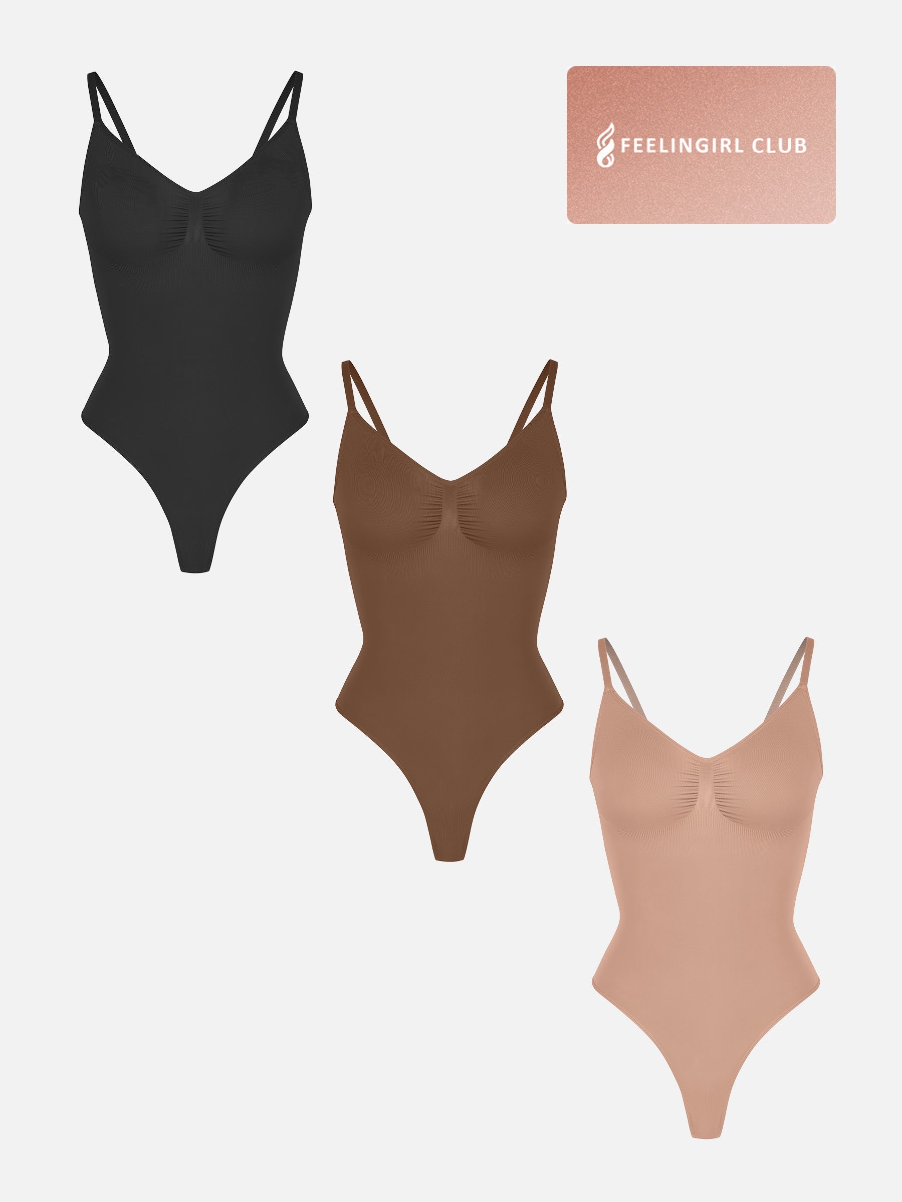 Shapevive 3-Pack Tummy Control Seamless Bodysuit Bundle