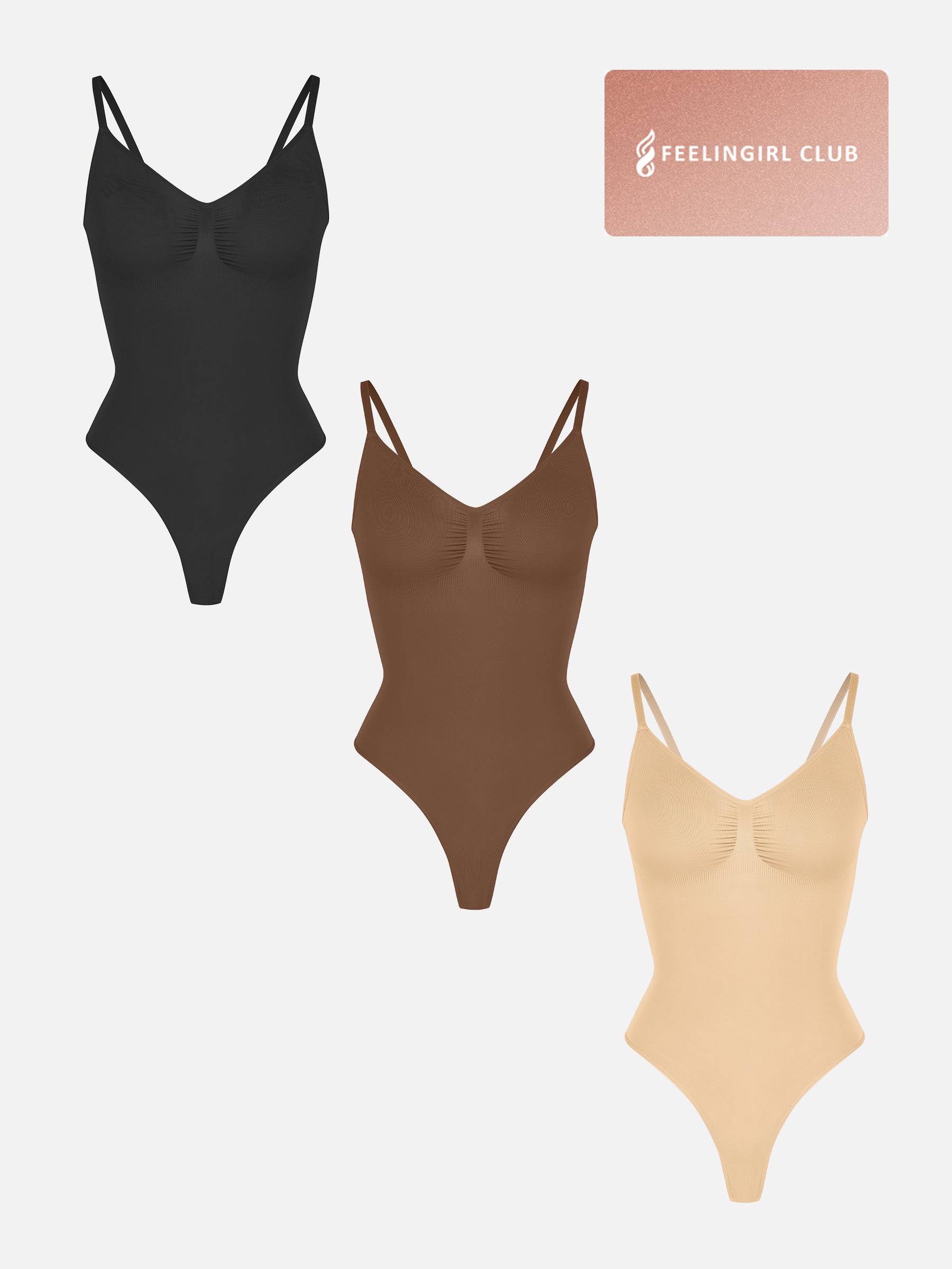 Shapevive 3-Pack Tummy Control Seamless Bodysuit Bundle
