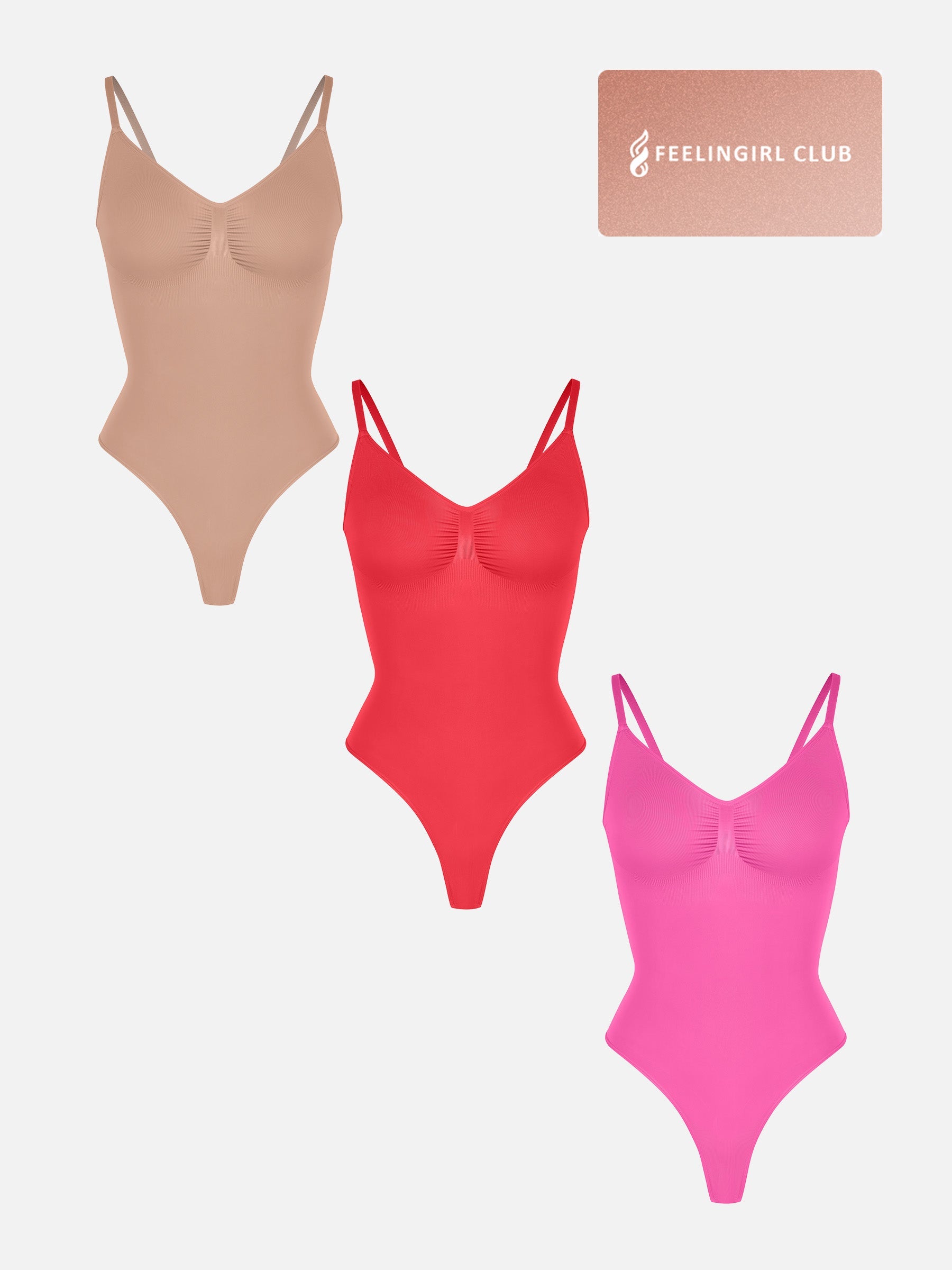 Shapevive 3-Pack Tummy Control Seamless Bodysuit Bundle