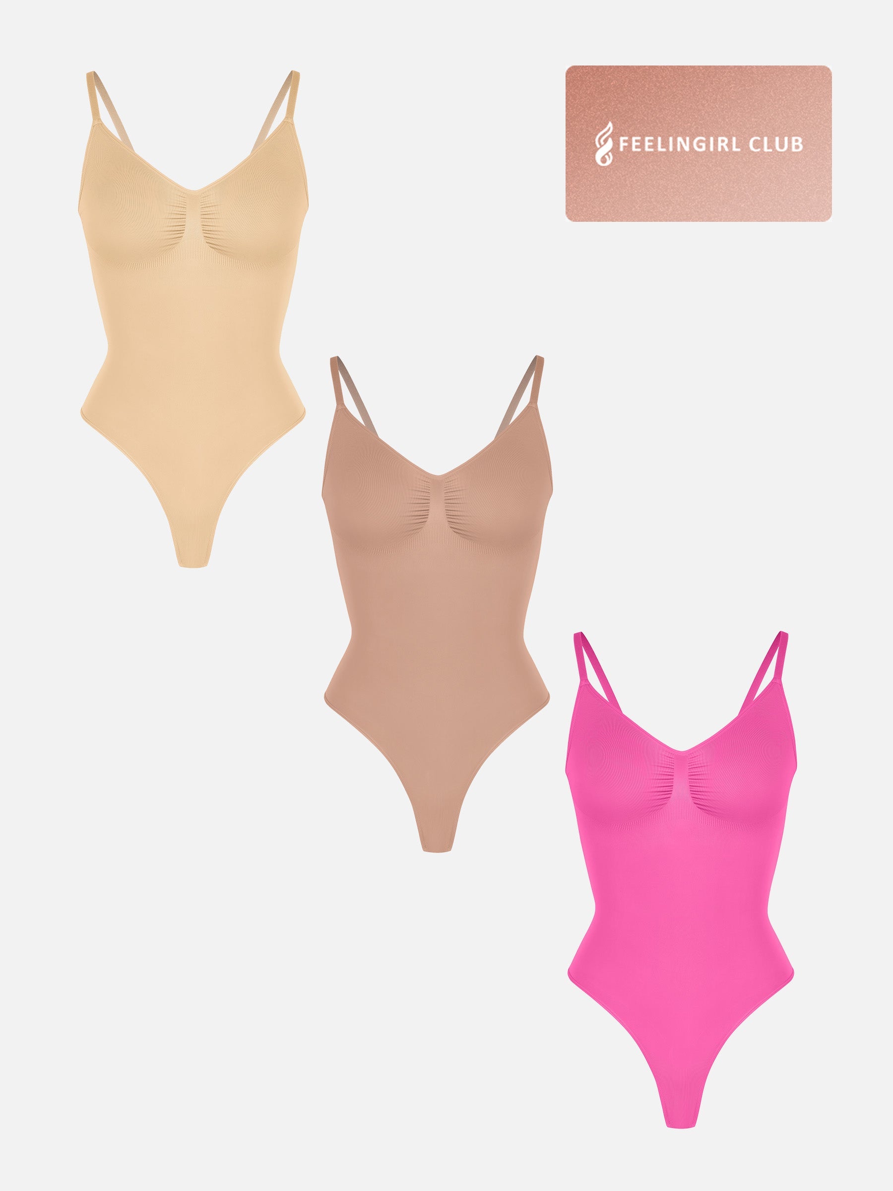 Shapevive 3-Pack Tummy Control Seamless Bodysuit Bundle