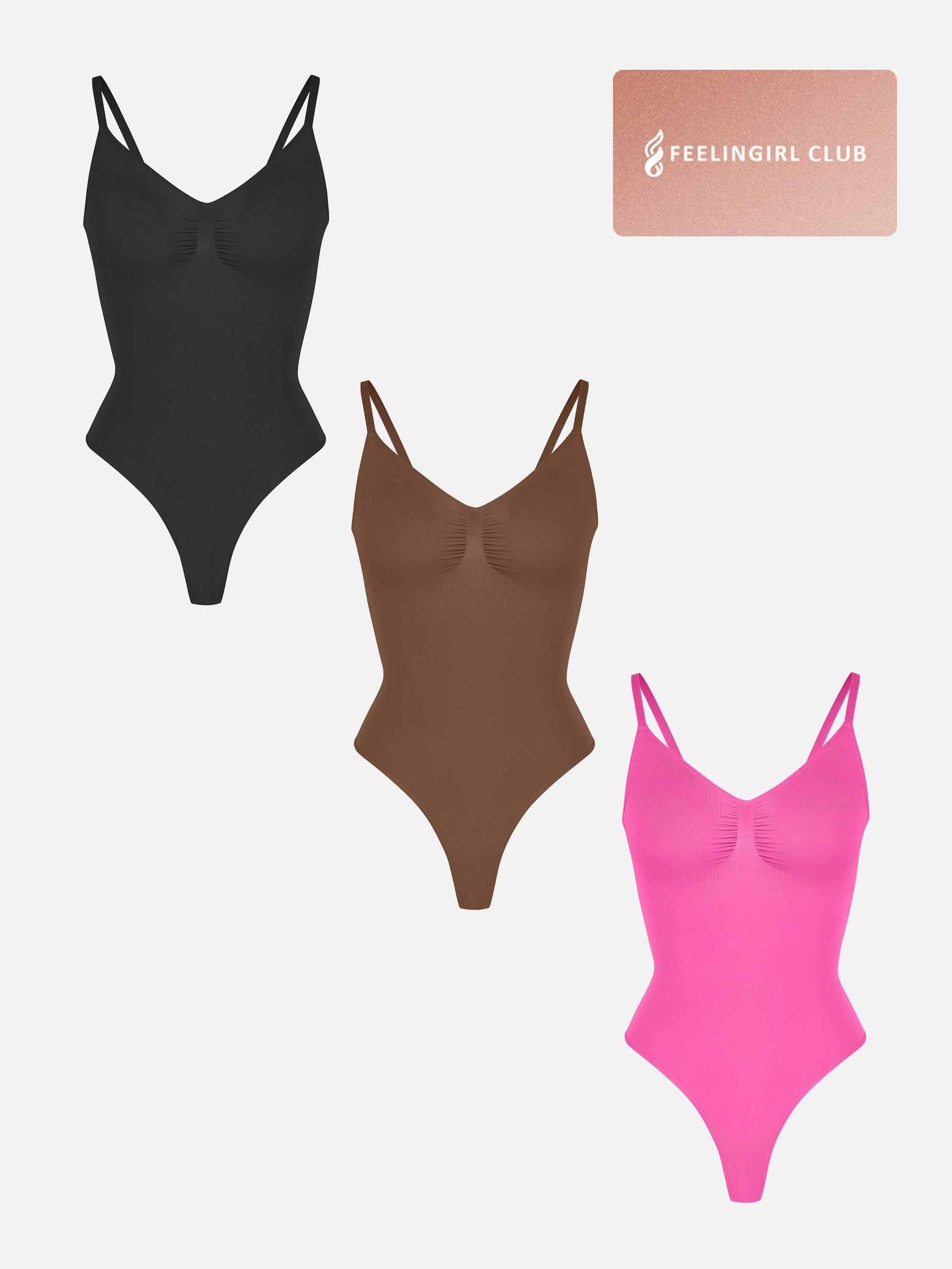 Shapevive 3-Pack Tummy Control Seamless Bodysuit Bundle