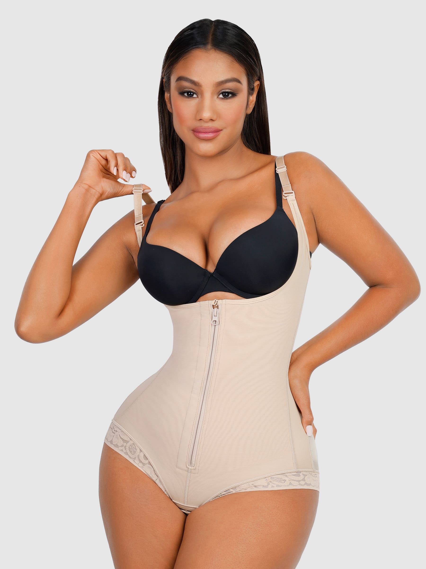 Shapevive Adjustable U-Plunge Front Zipper Shapewear