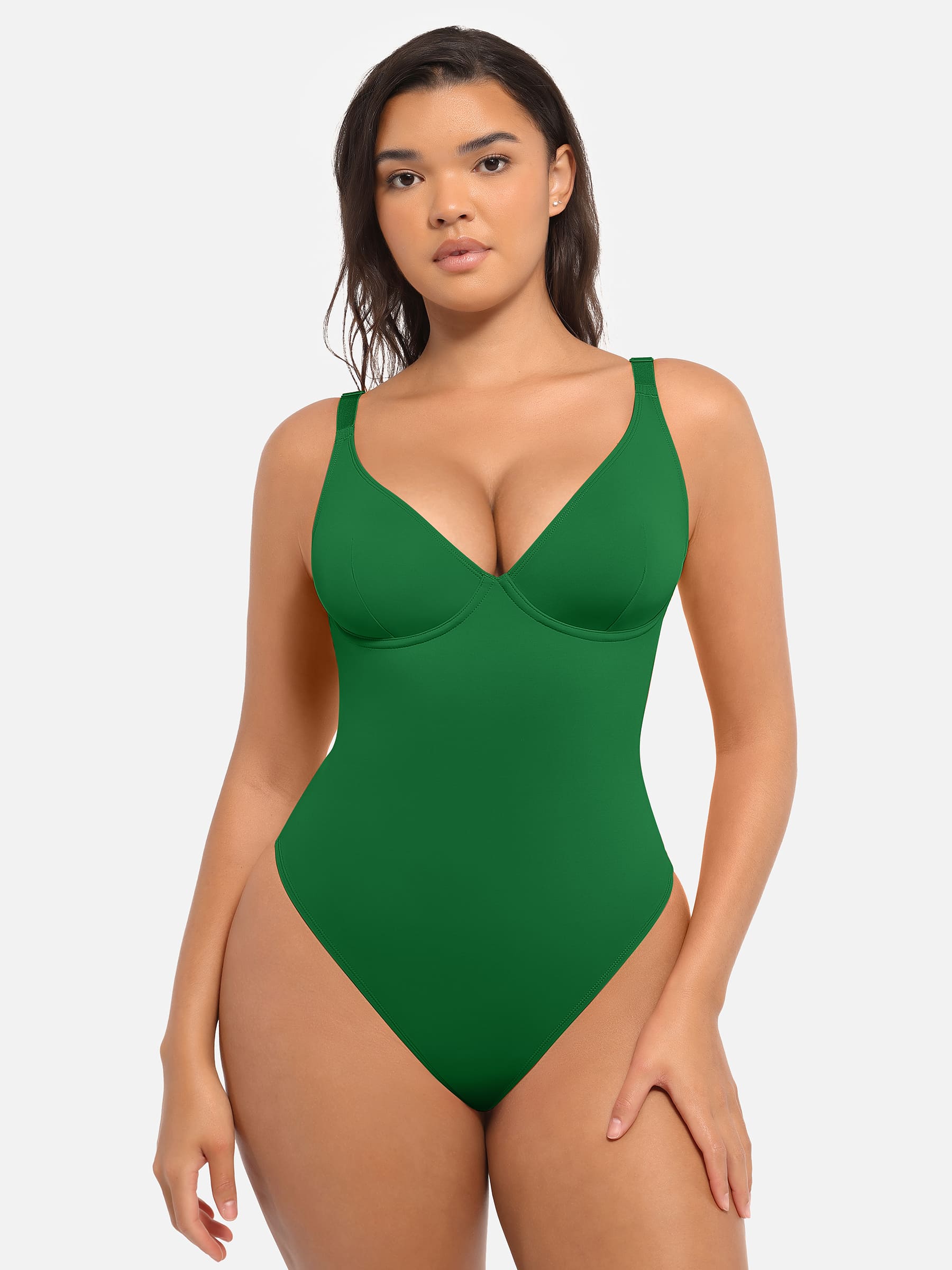 Shapevive Deep V Neck Tummy Control Shapewear Bodysuit