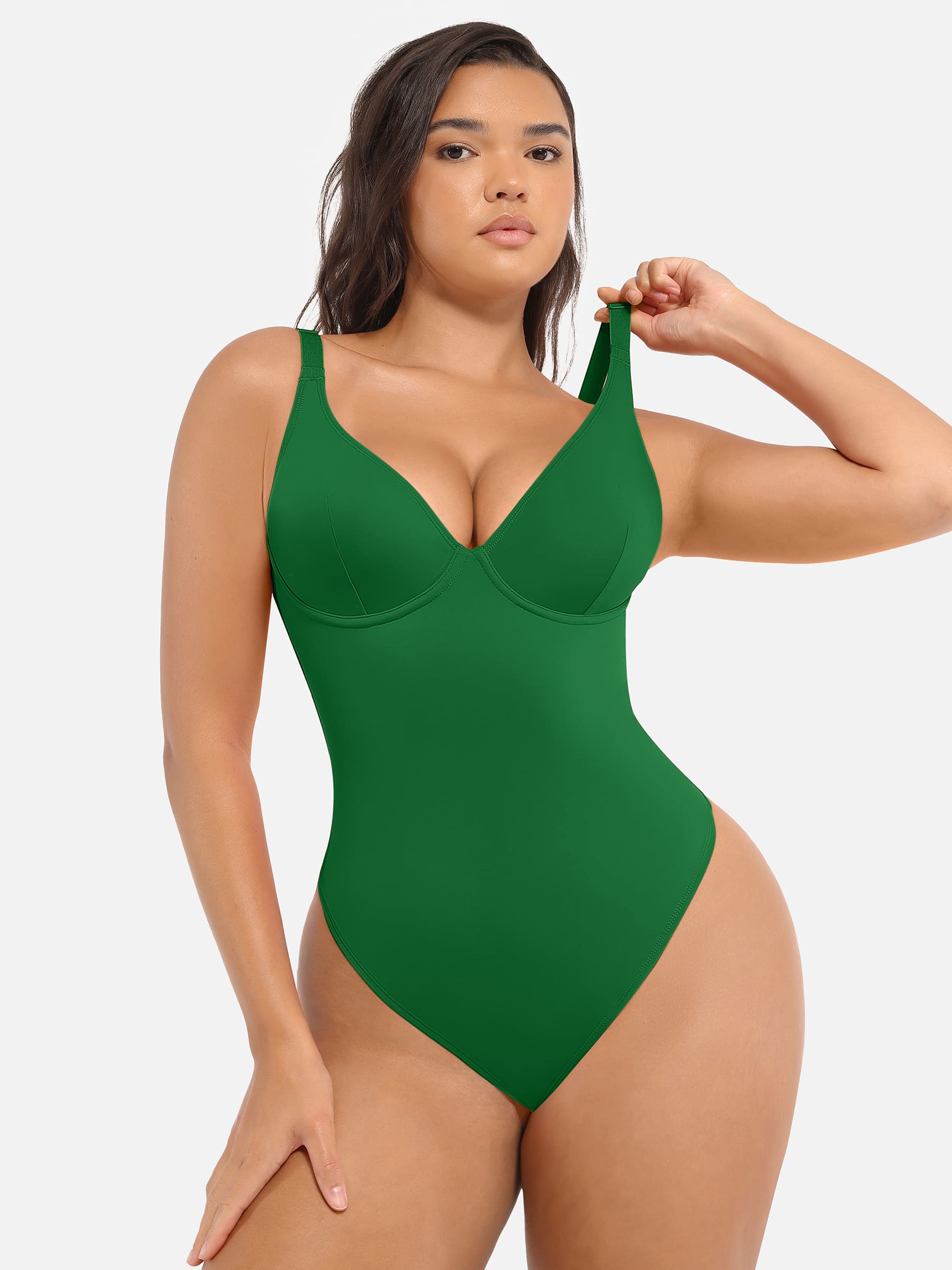 Shapevive Deep V Neck Tummy Control Shapewear Bodysuit