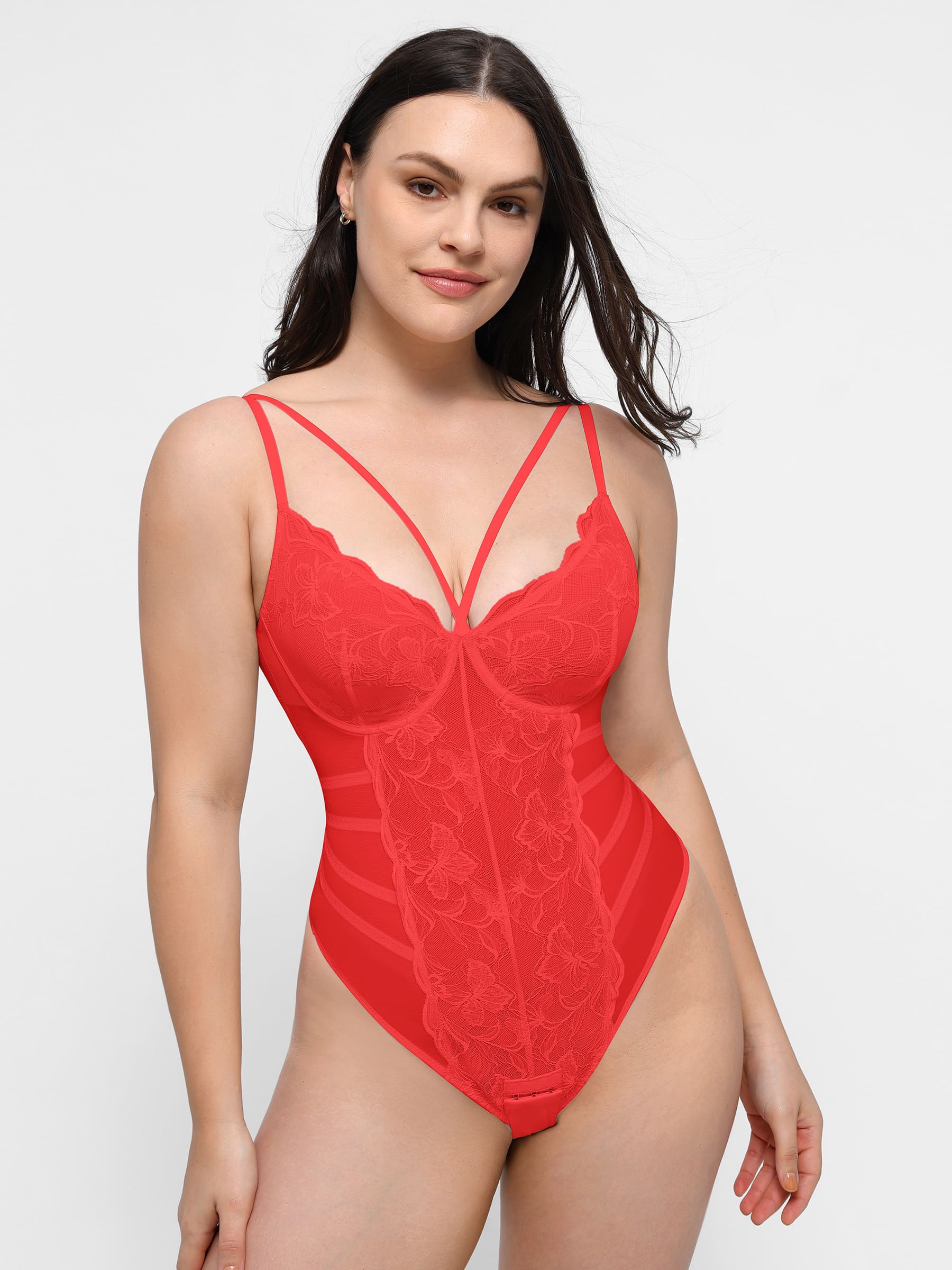 Shapevive Lace Smooth Thong Shaping Bodysuit