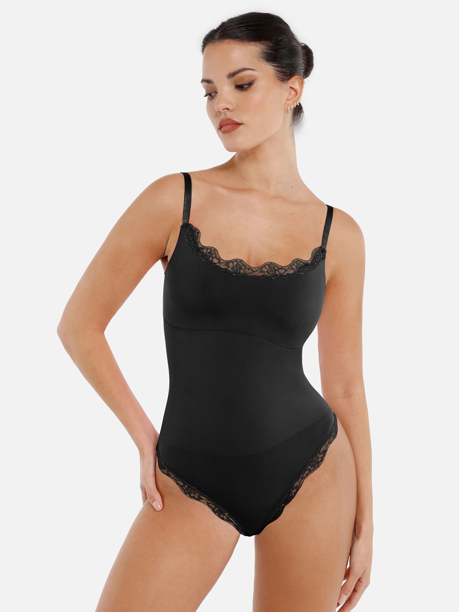 Shapevive Lace Tight-Fit Seamless Thong Shapewear Bodysuit