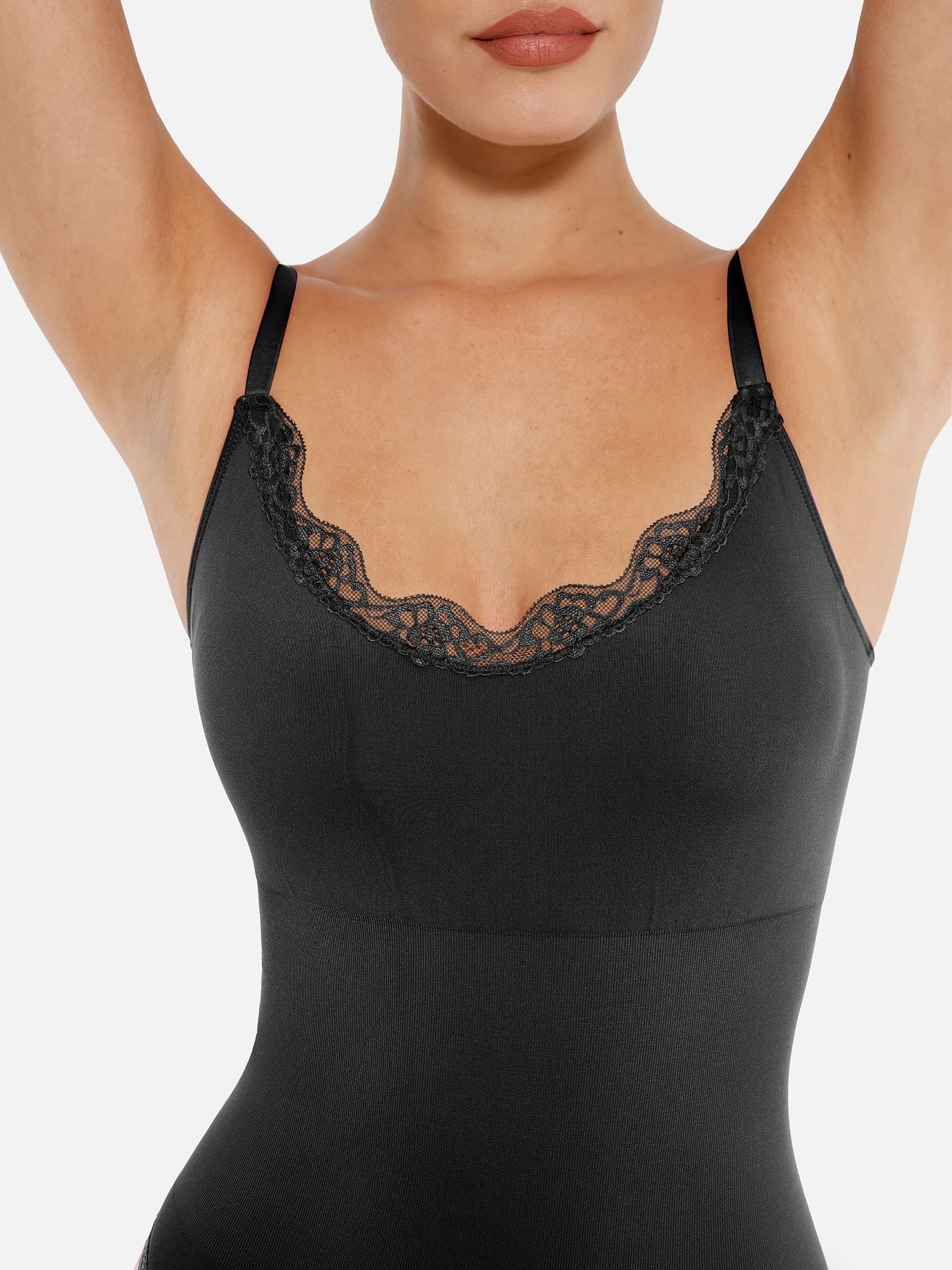 Shapevive Lace Tight-Fit Seamless Thong Shapewear Bodysuit