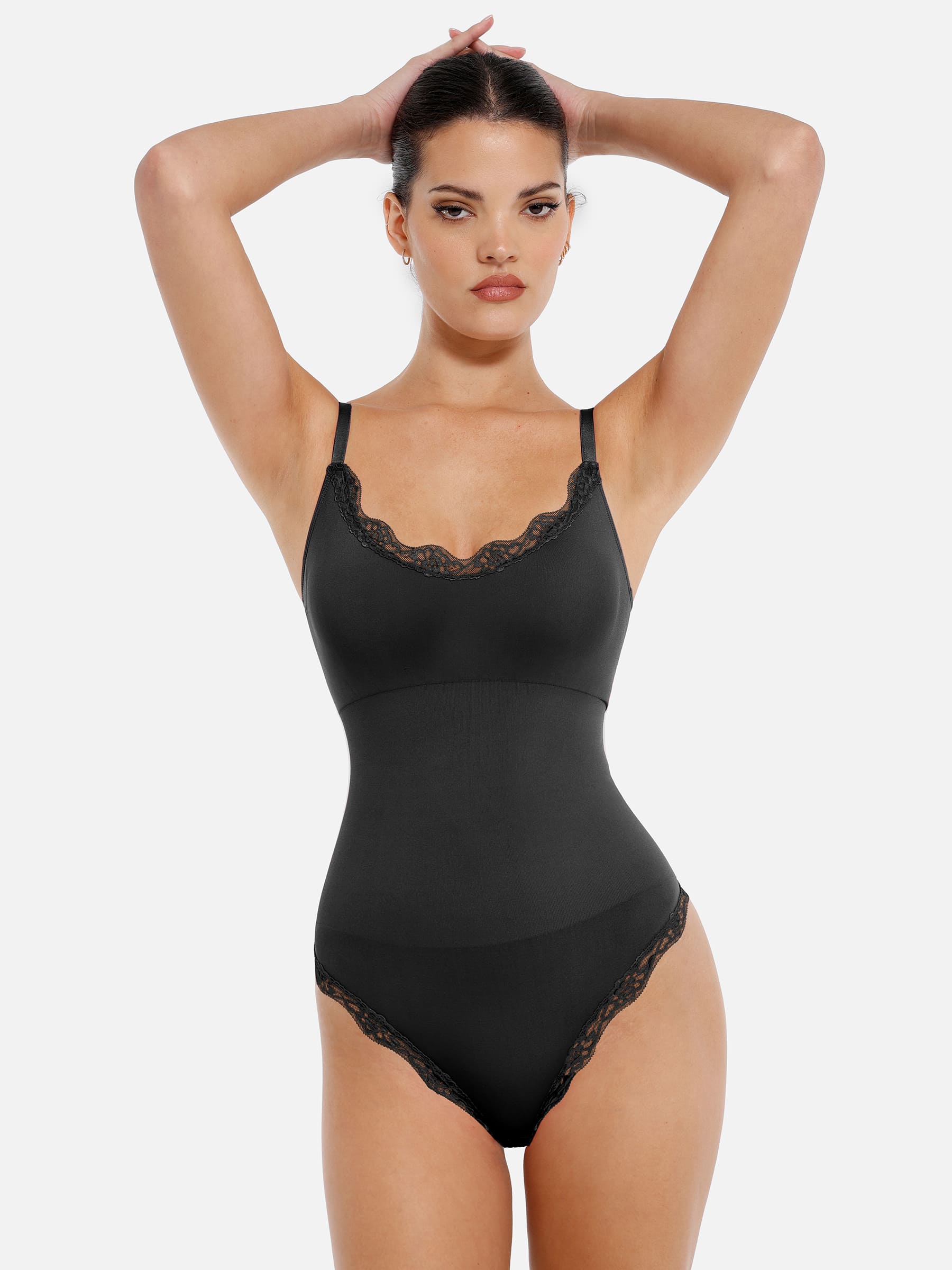 Shapevive Lace Tight-Fit Seamless Thong Shapewear Bodysuit