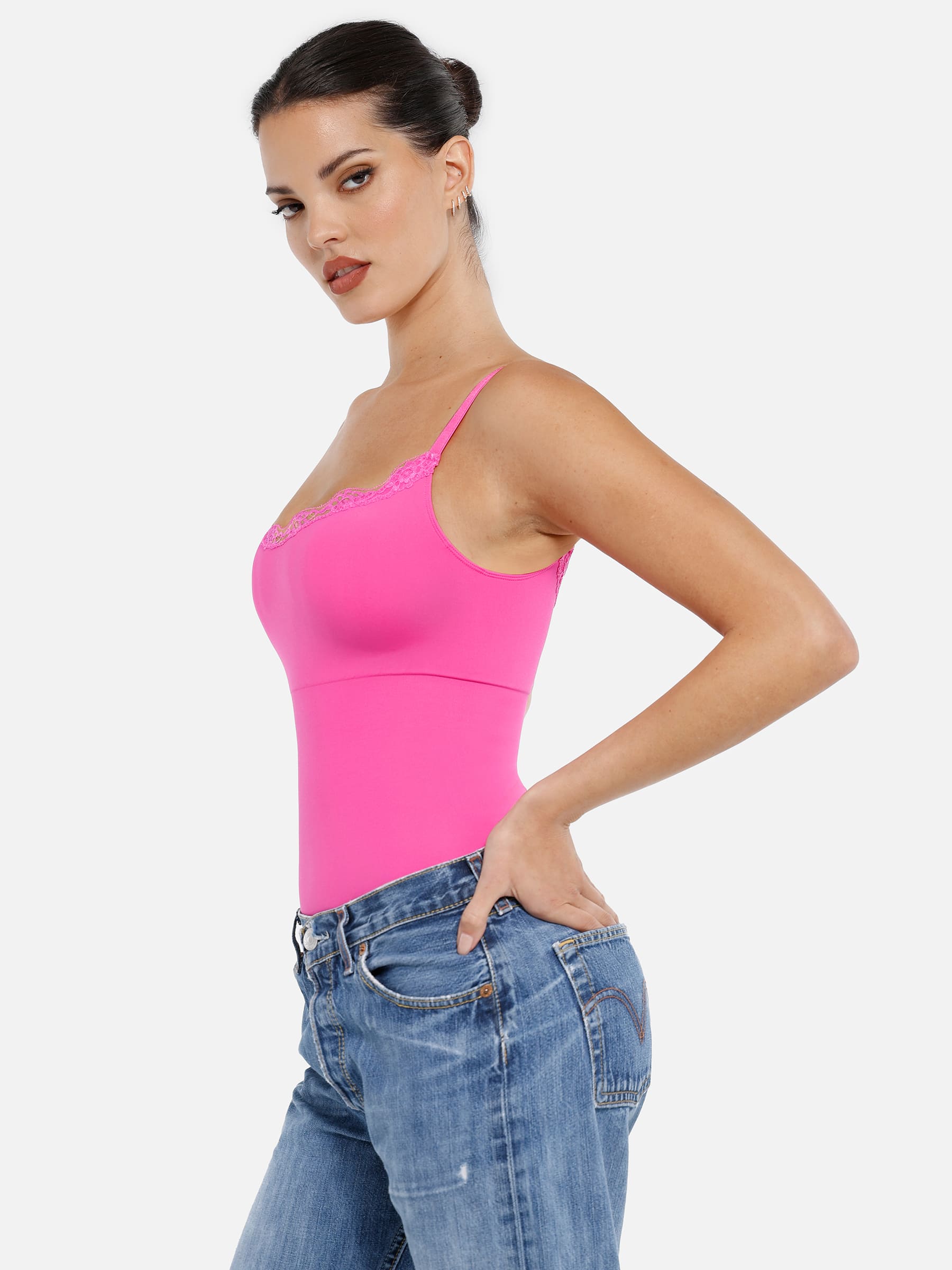 Shapevive Lace Tight-Fit Seamless Thong Shapewear Bodysuit
