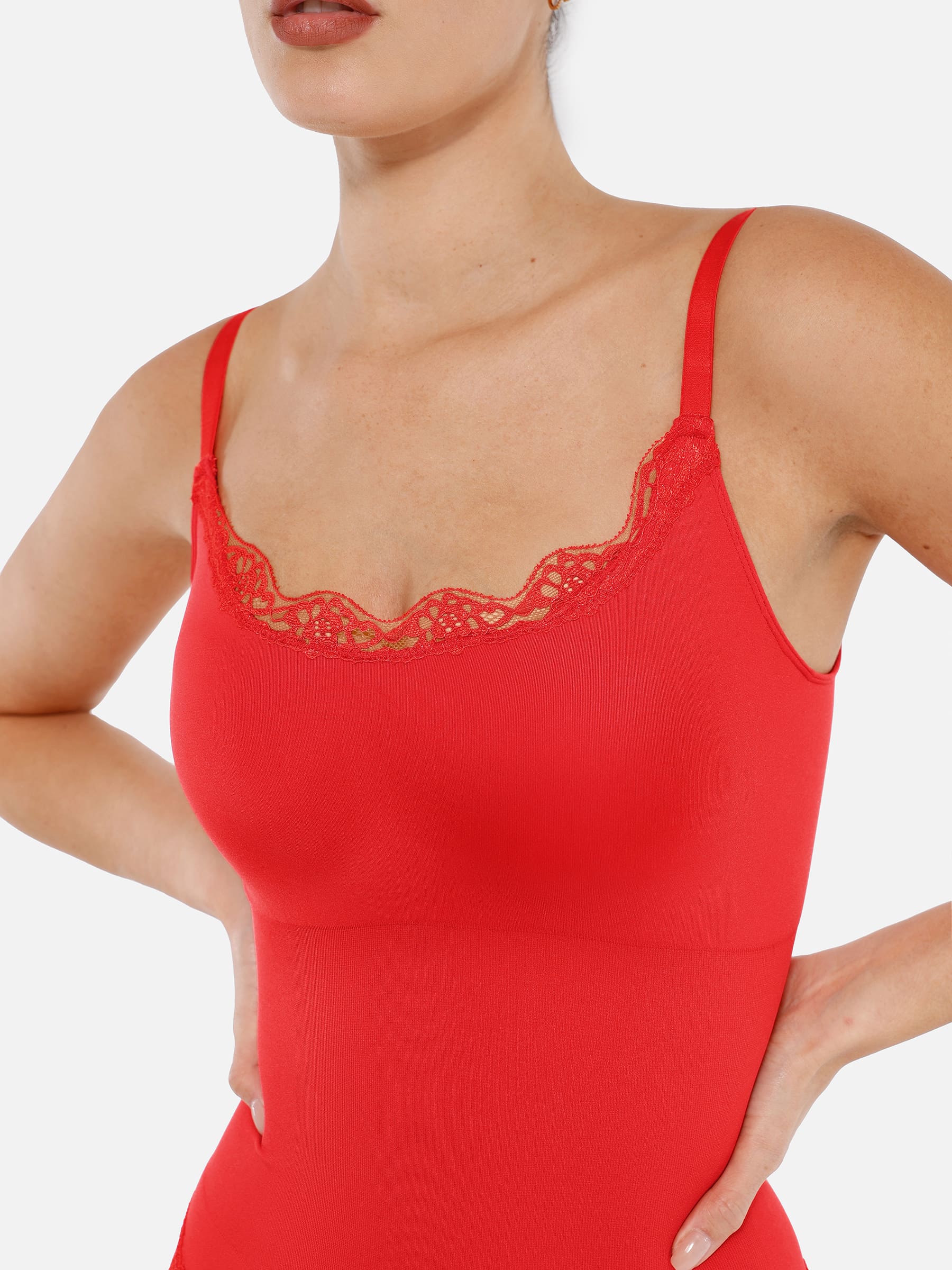 Shapevive Lace Tight-Fit Seamless Thong Shapewear Bodysuit