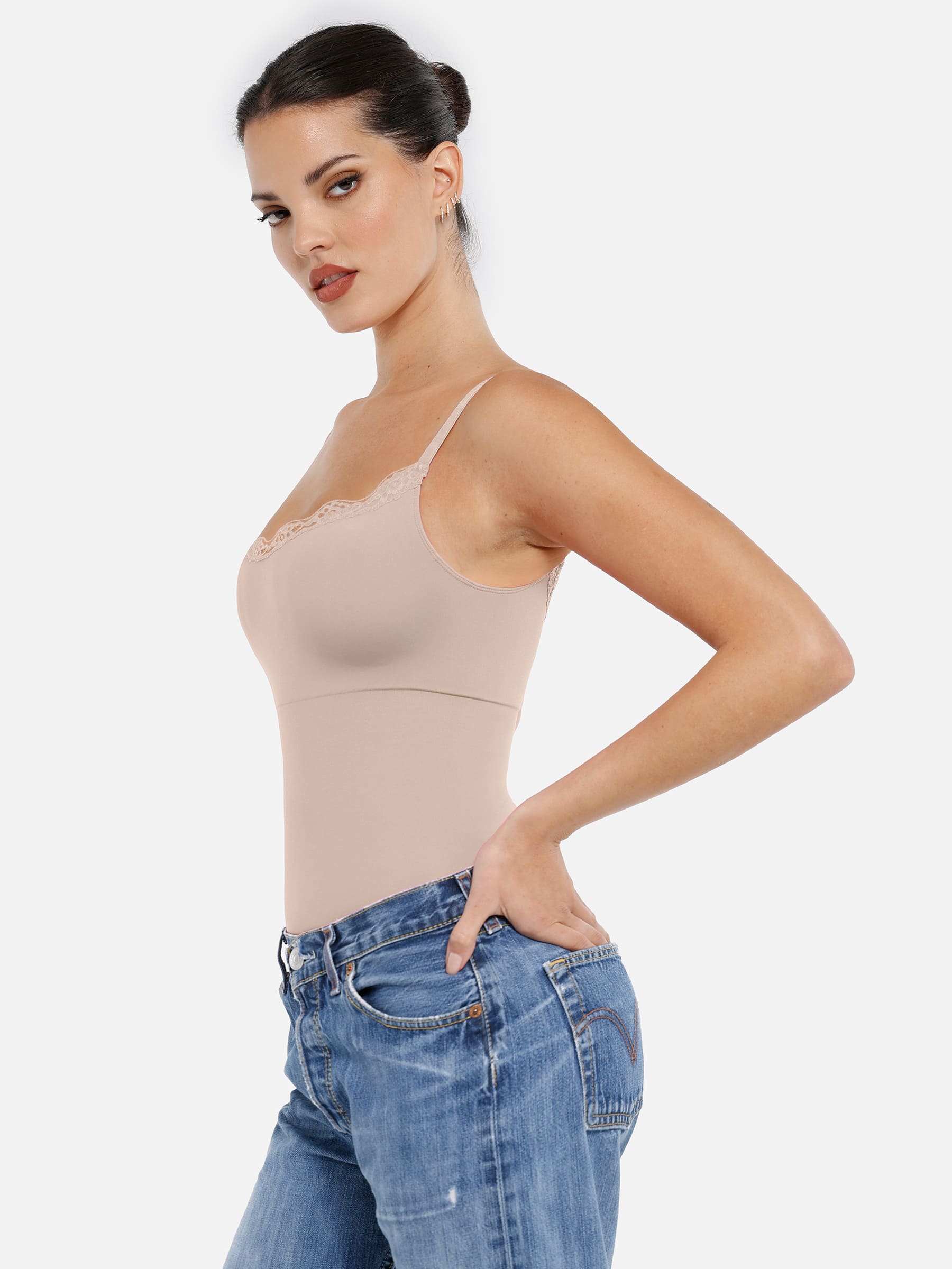Shapevive Lace Tight-Fit Seamless Thong Shapewear Bodysuit