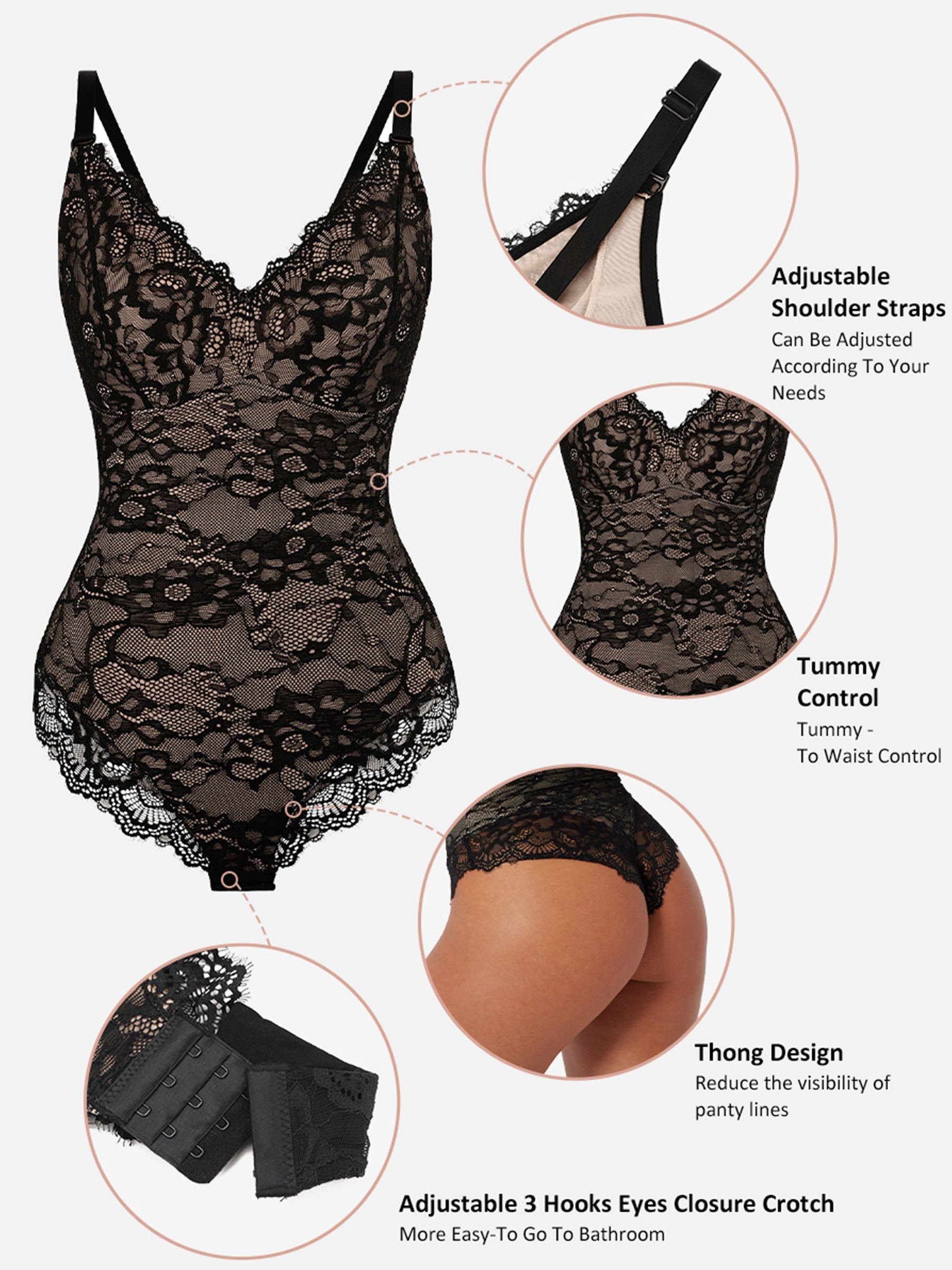 Shapevive 2-Pack Lace V Neck Full Bodysuit Bundle