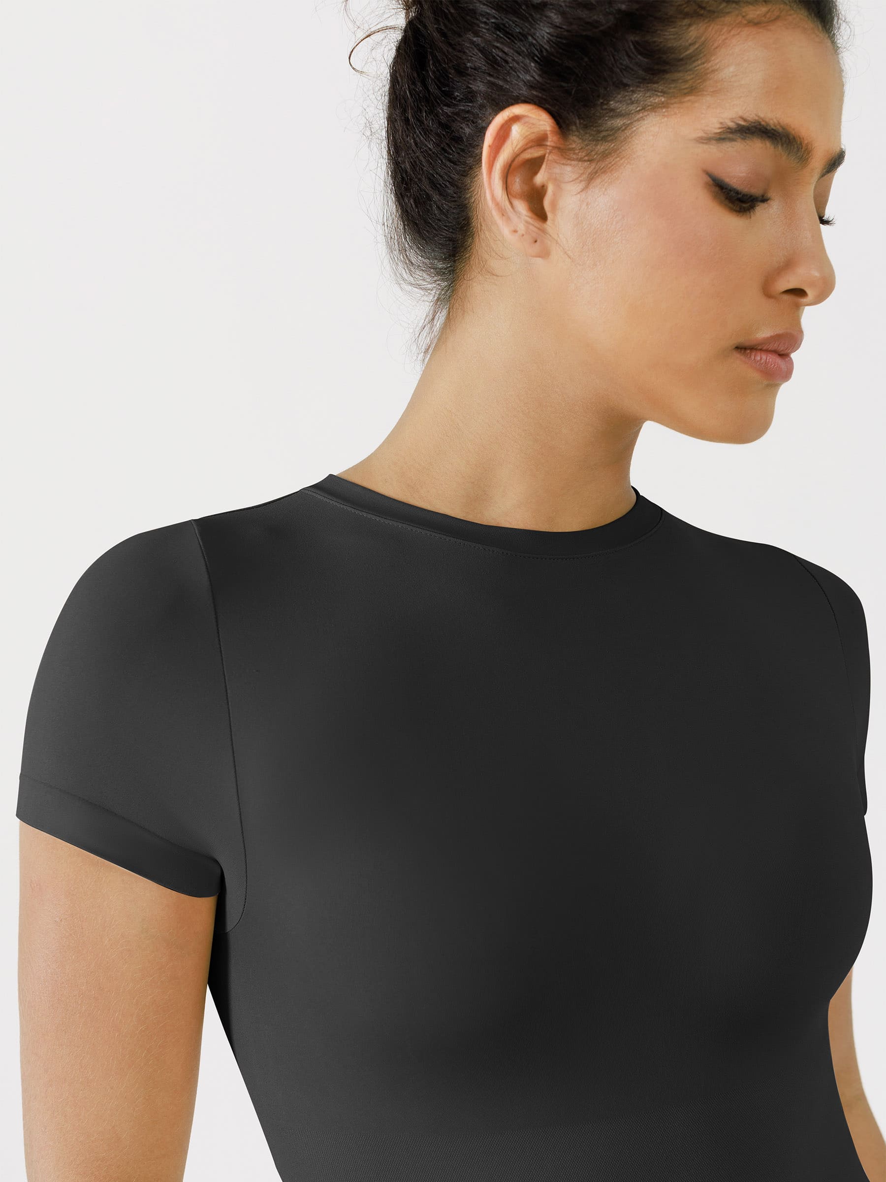 Shapevive Seamless Bodysuit Smooth Soft Fabric Crew Neck Short Sleeve