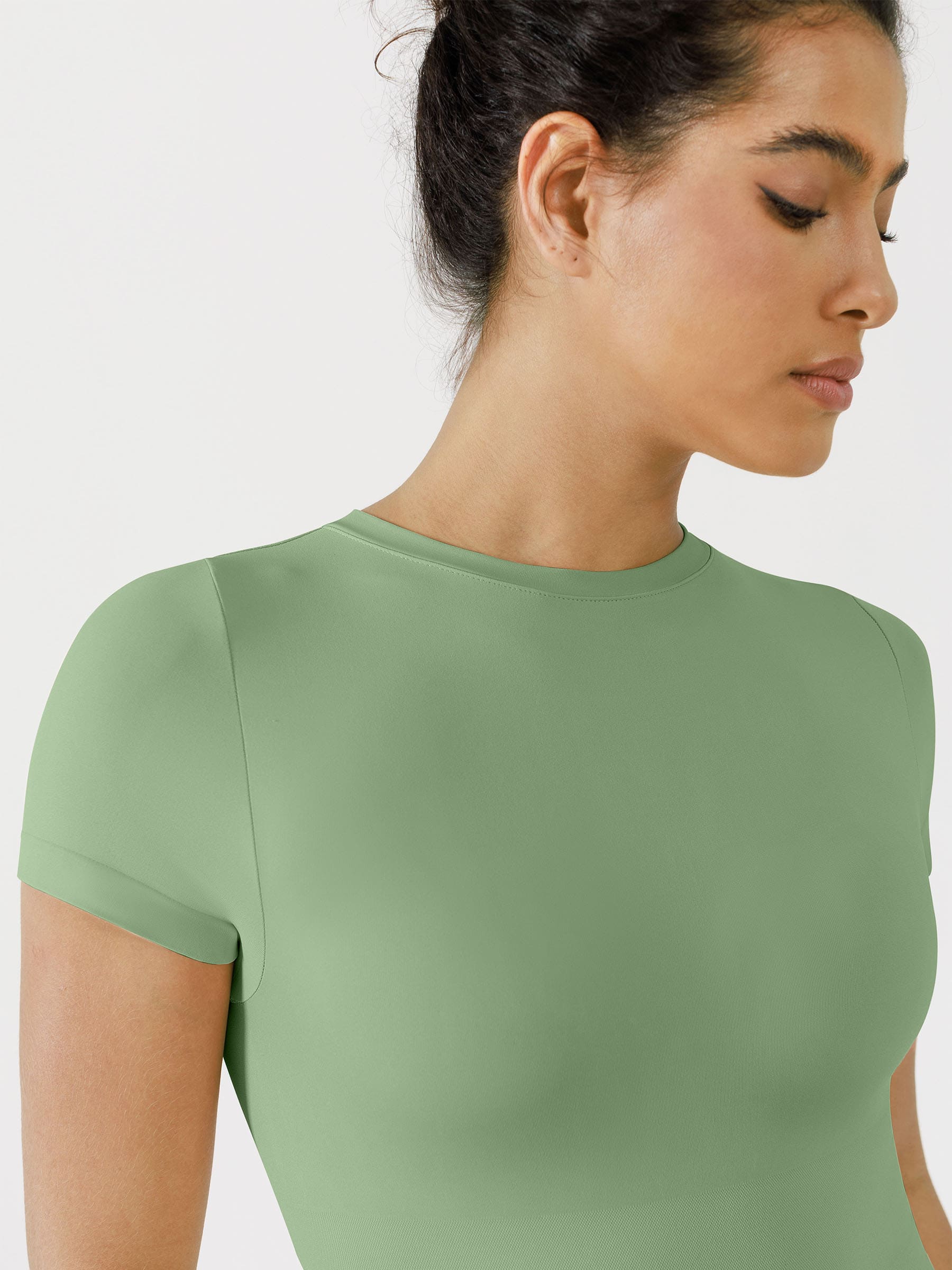 Shapevive Seamless Bodysuit Smooth Soft Fabric Crew Neck Short Sleeve