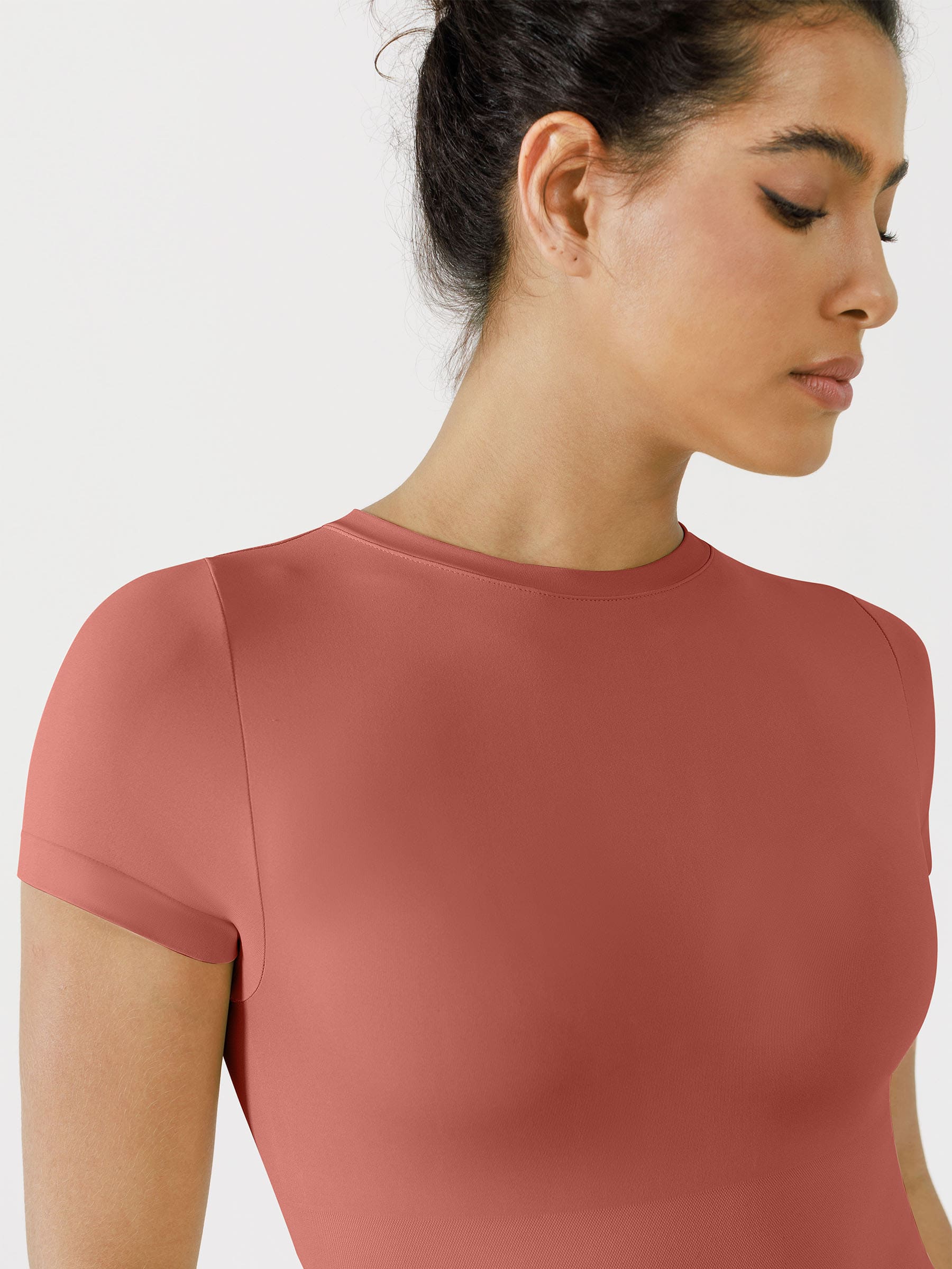 Shapevive Seamless Bodysuit Smooth Soft Fabric Crew Neck Short Sleeve