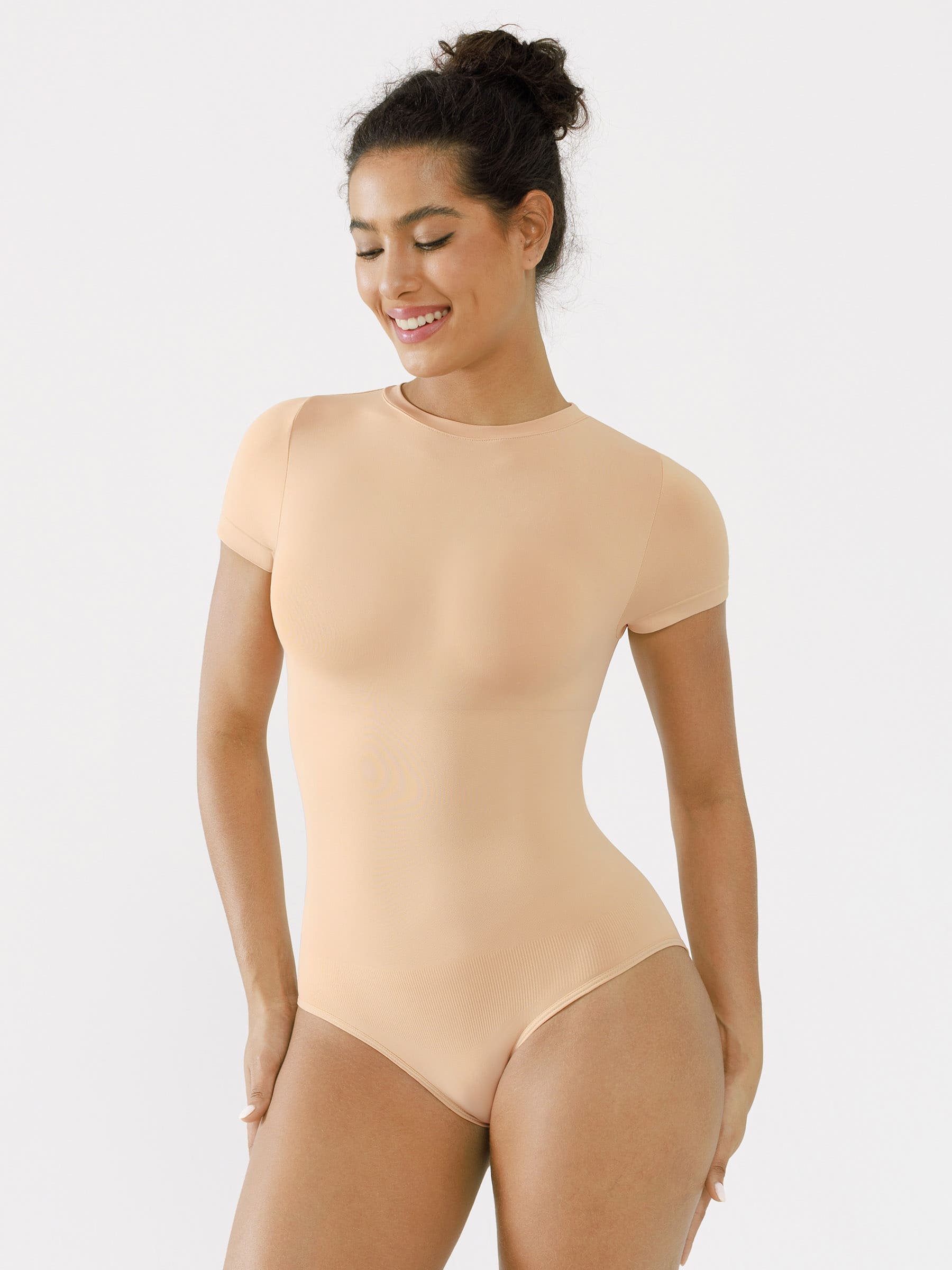 Shapevive Seamless Bodysuit Smooth Soft Fabric Crew Neck Short Sleeve