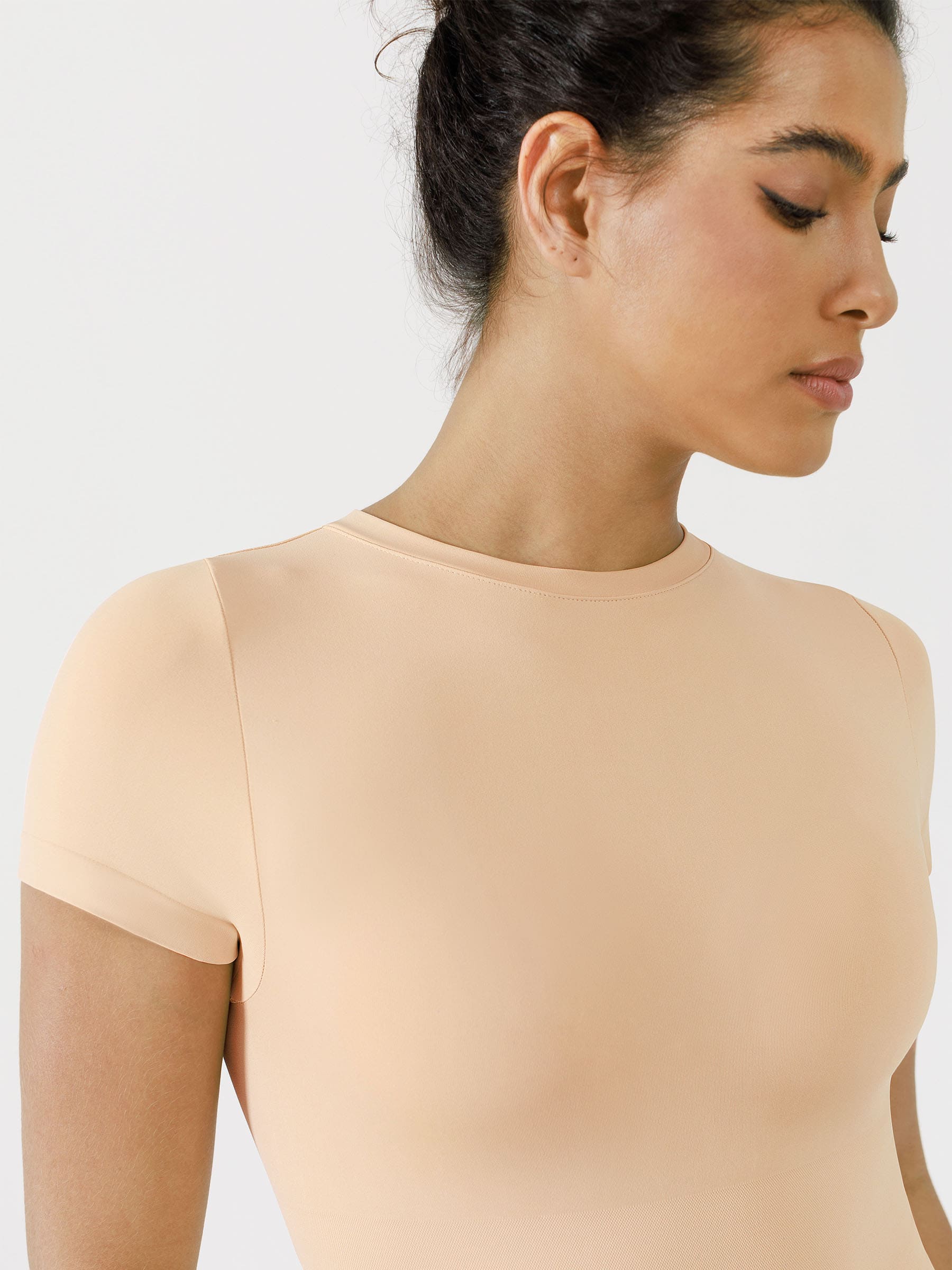 Shapevive Seamless Bodysuit Smooth Soft Fabric Crew Neck Short Sleeve