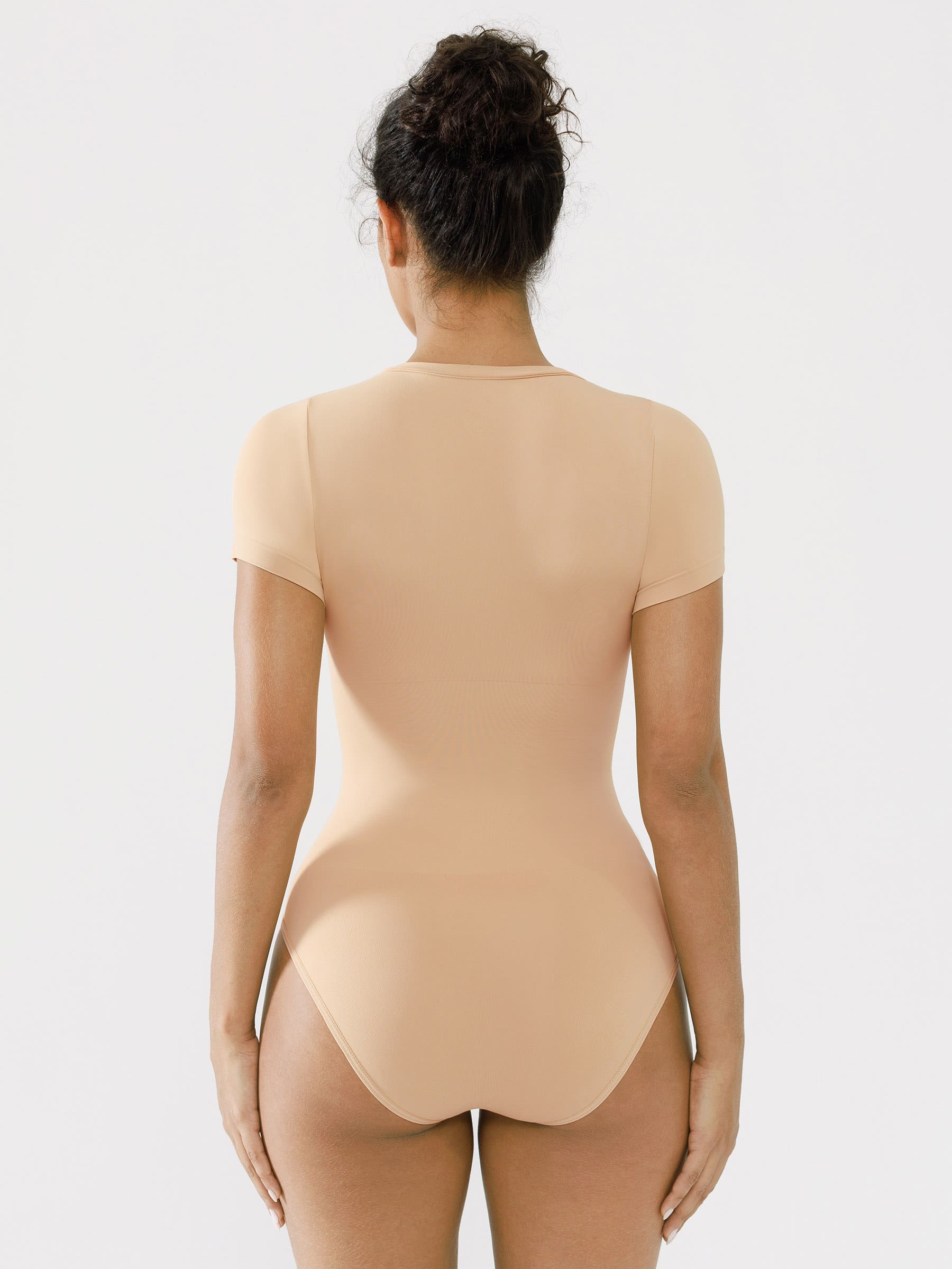 Shapevive Seamless Bodysuit Smooth Soft Fabric Crew Neck Short Sleeve