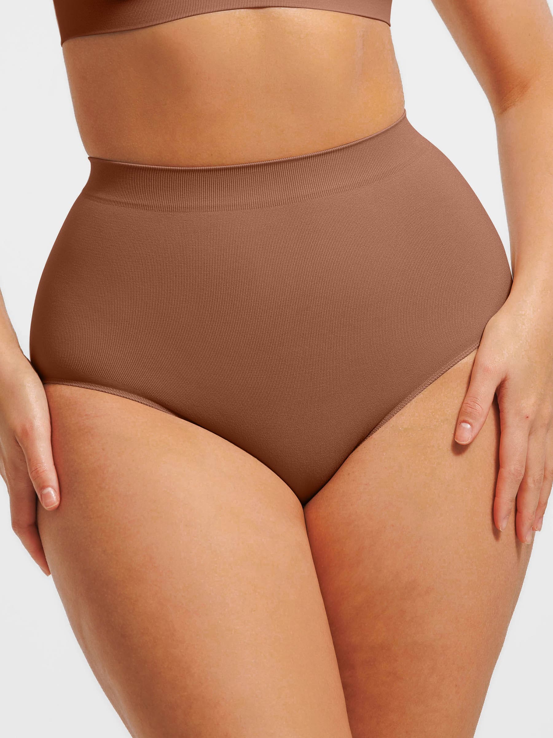 Shapevive Seamless High-Waist Tummy Control Antibacterial Peach Hip Brief