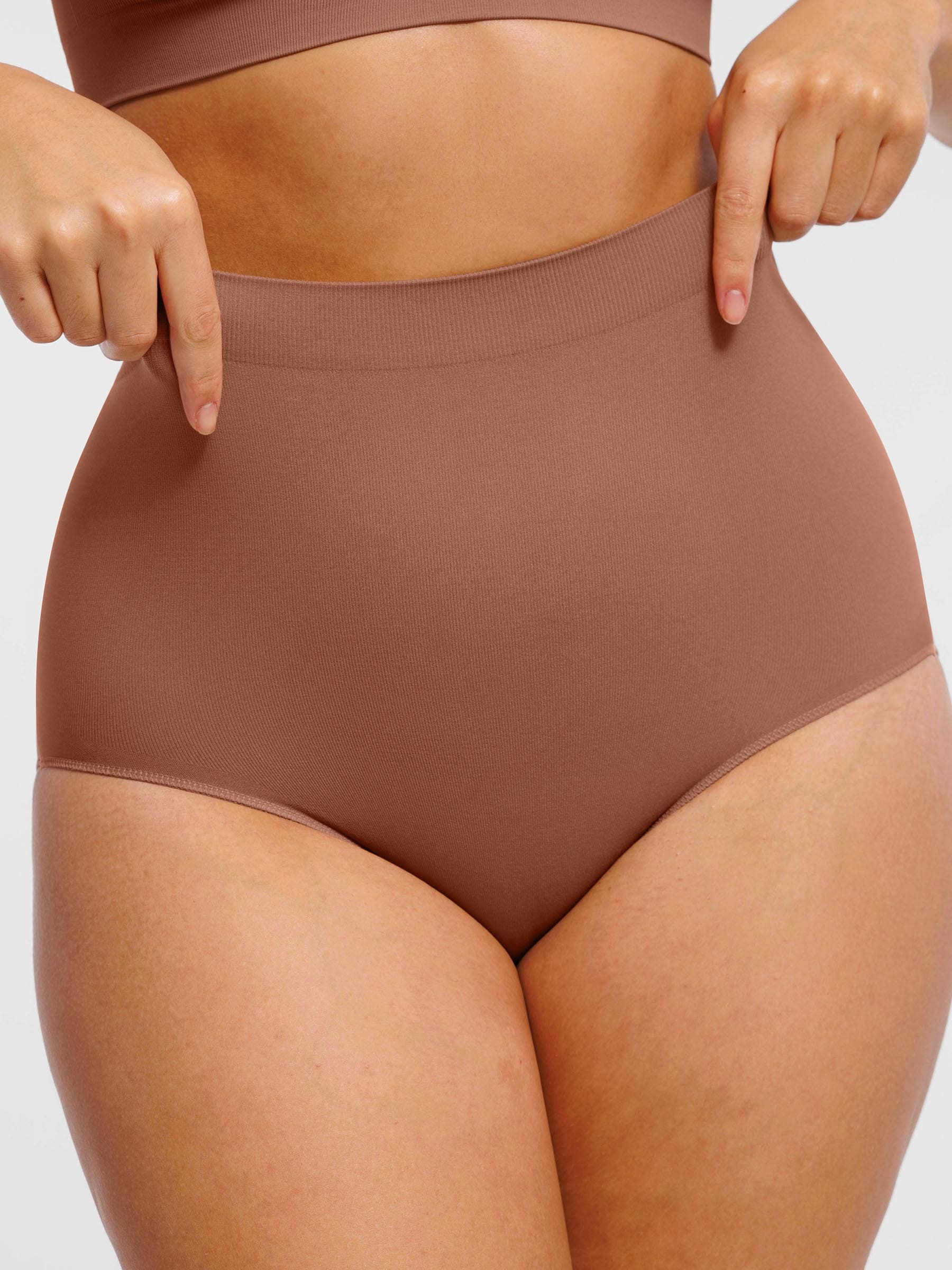 Shapevive Seamless High-Waist Tummy Control Antibacterial Peach Hip Brief