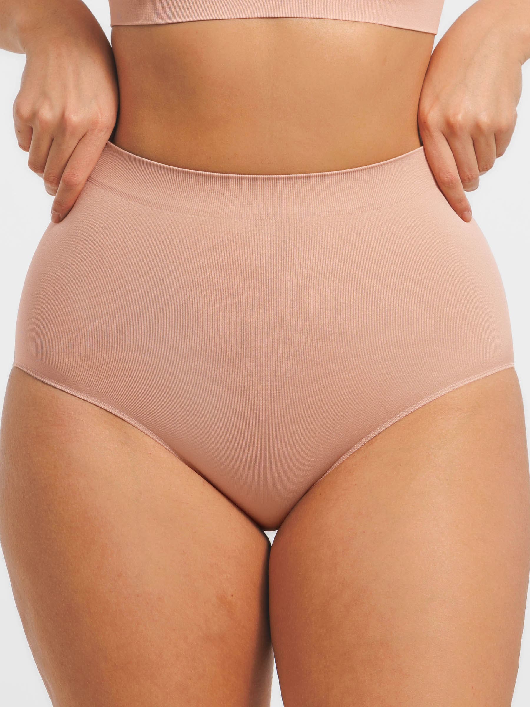 Shapevive Seamless High-Waist Tummy Control Antibacterial Peach Hip Brief