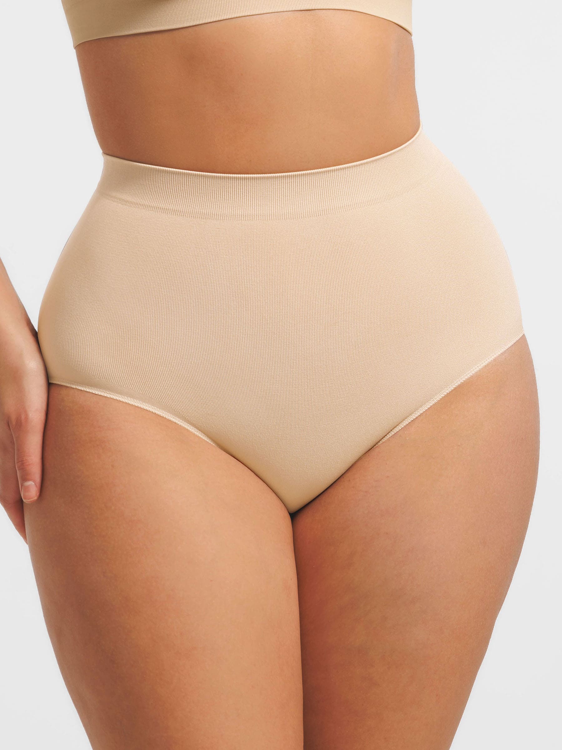 Shapevive Seamless High-Waist Tummy Control Antibacterial Peach Hip Brief