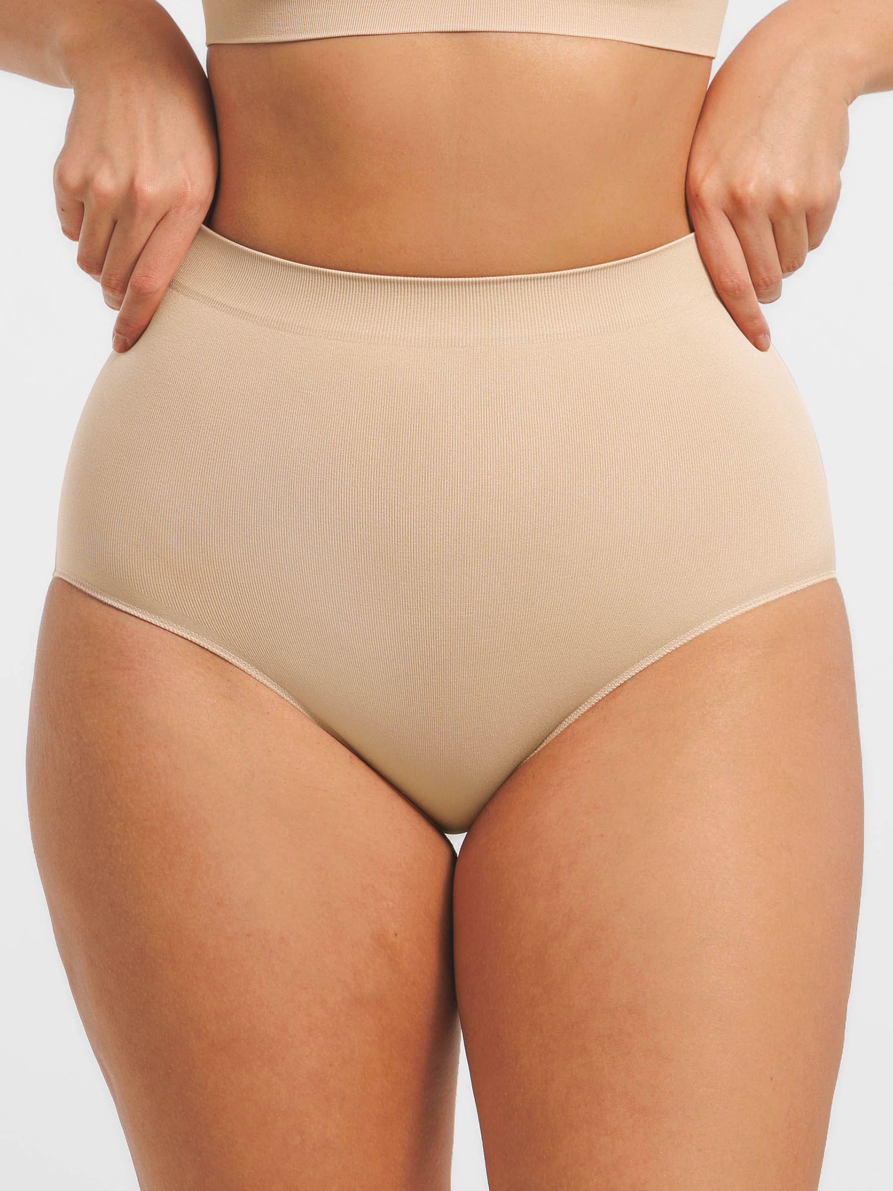 Shapevive Seamless High-Waist Tummy Control Antibacterial Peach Hip Brief