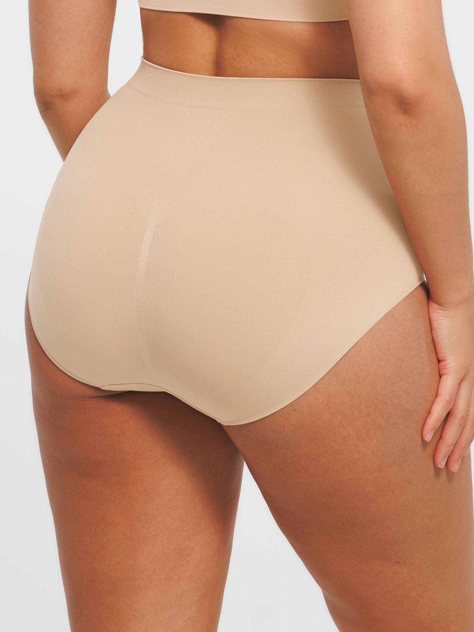 Shapevive Seamless High-Waist Tummy Control Antibacterial Peach Hip Brief