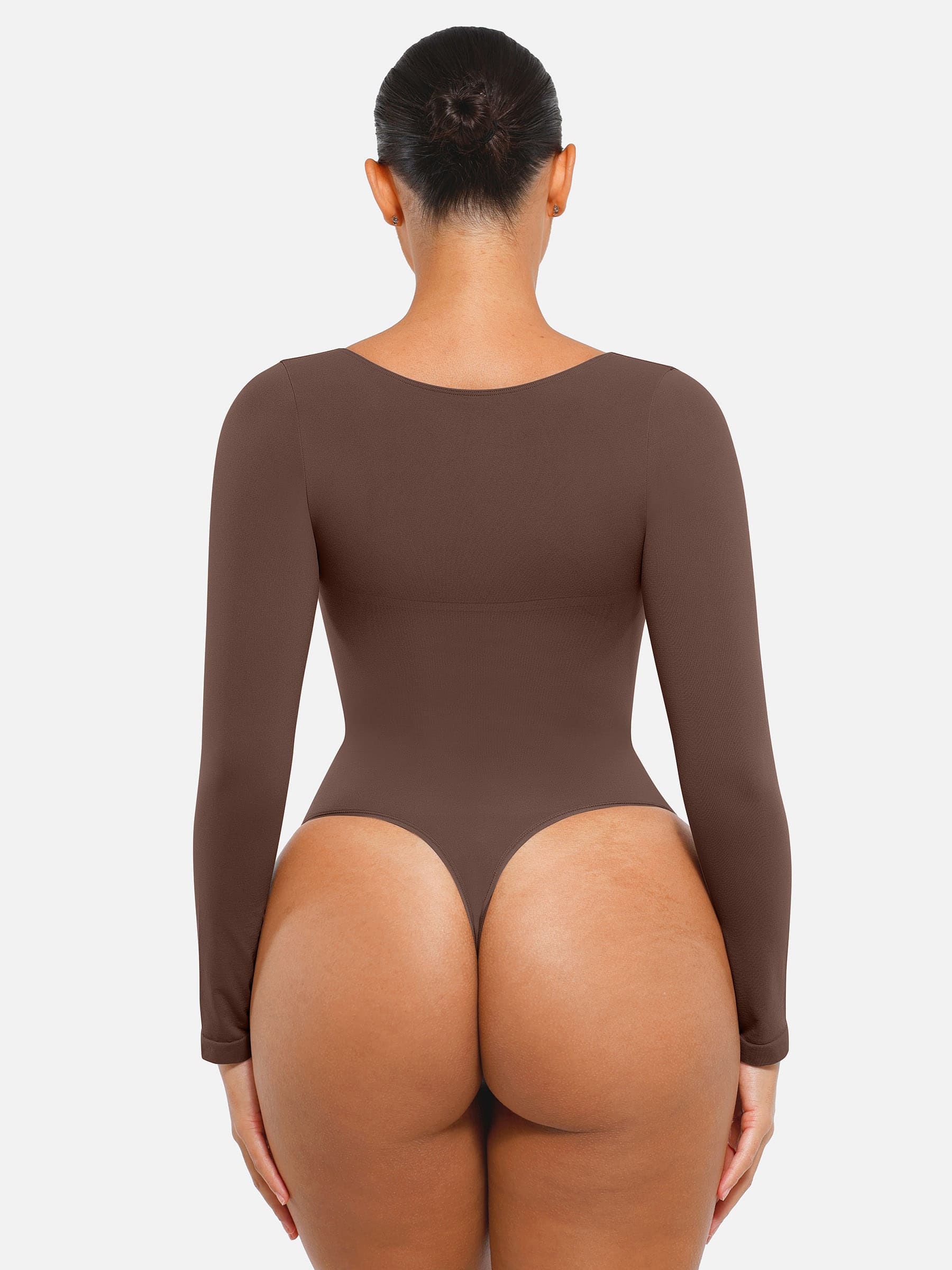 Shapevive Seamless Long Sleeve Tummy Control Thong Bodysuit