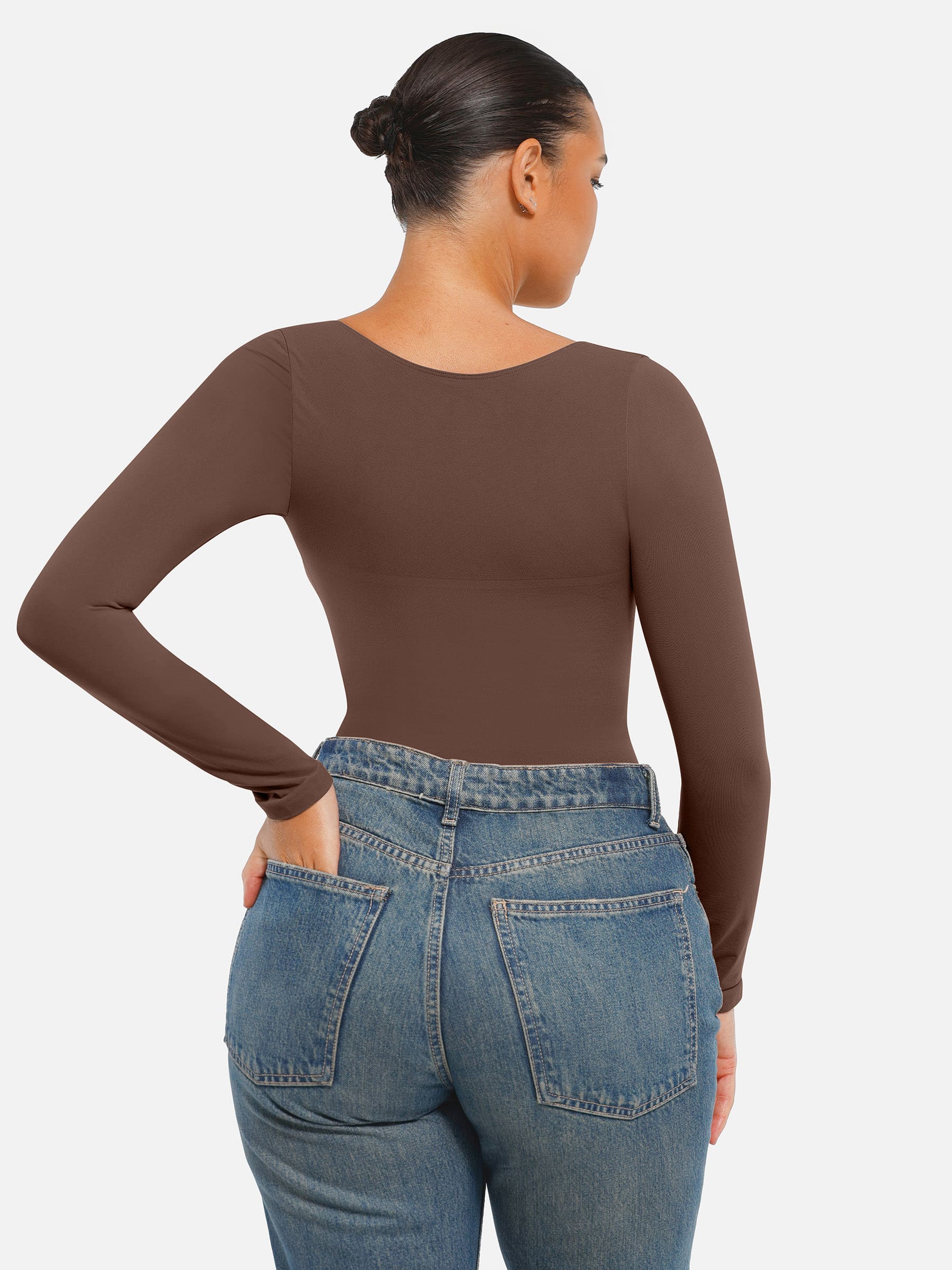 Shapevive Seamless Long Sleeve Tummy Control Thong Bodysuit