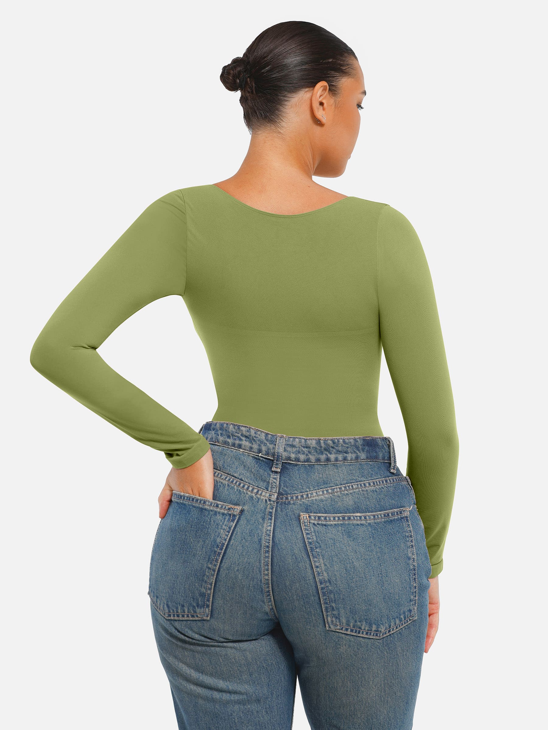 Shapevive Seamless Long Sleeve Tummy Control Thong Bodysuit